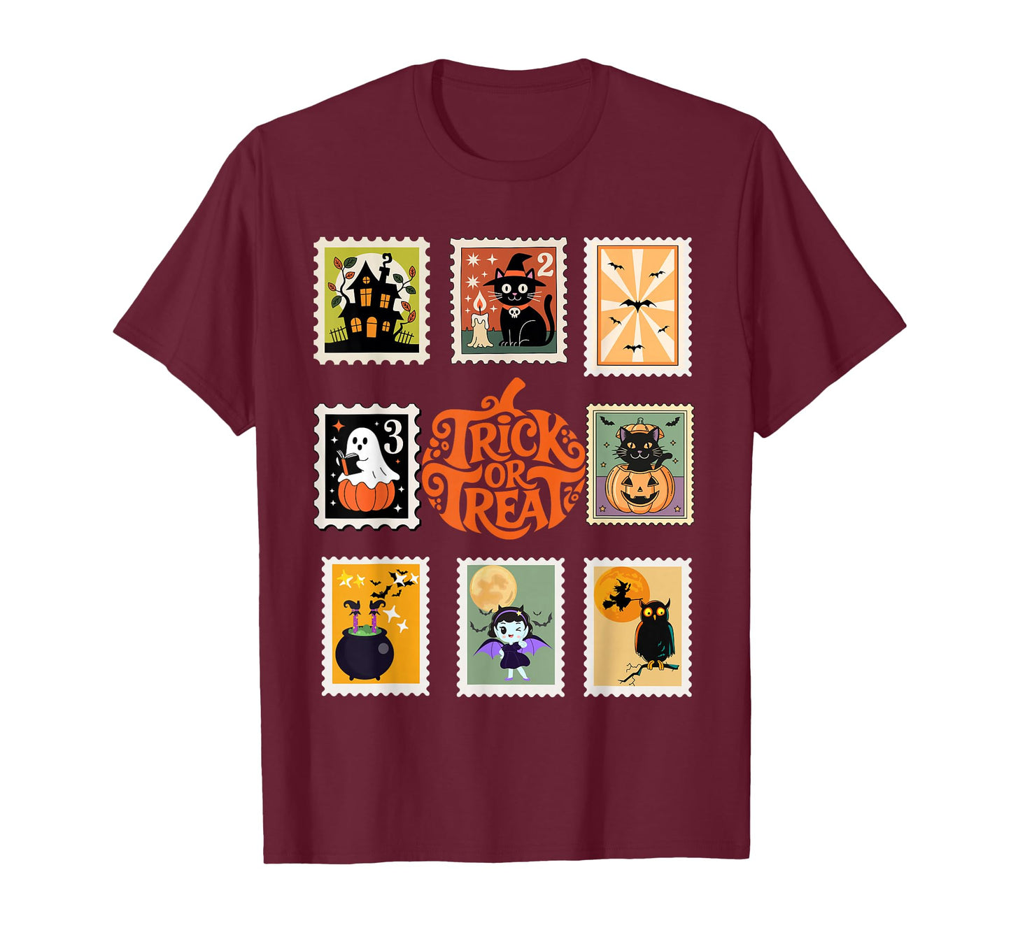 Cute Halloween Stamp Icons Funny Witch Cat Ghost Gift Idea T-Shirt