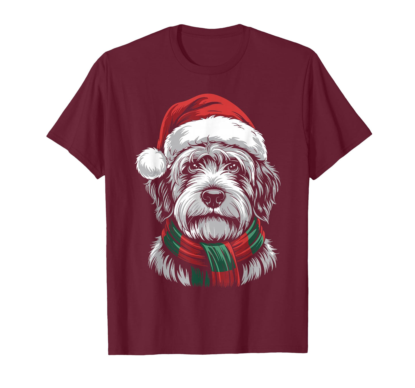 Briard Dog Xmas Santa Hat Scarf Christmas Costume T-Shirt