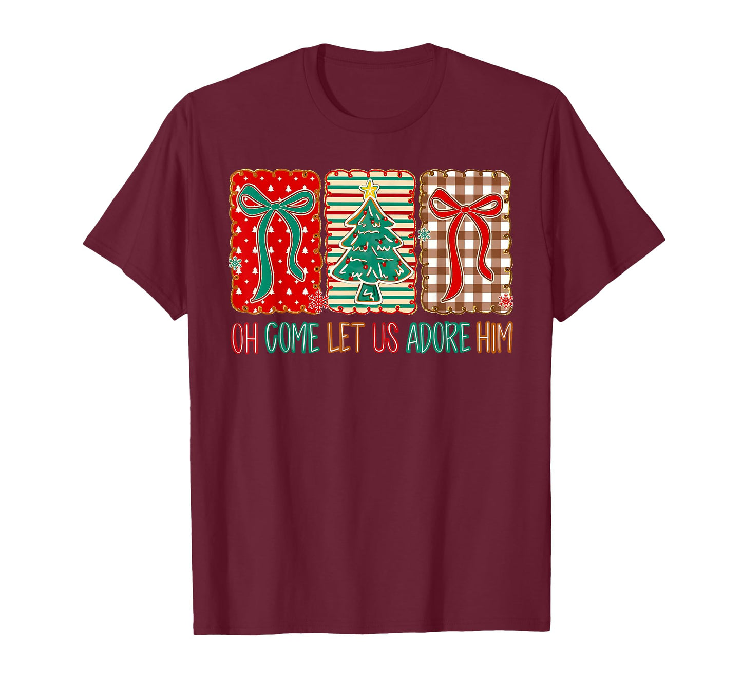 Oh Come Let Us Adore Him Jesus Christian Holiday Christmas T-Shirt