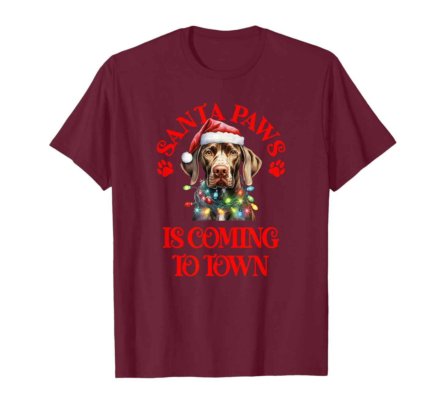 Santa Paws is Coming to Town with Christmas GSP T-Shirt