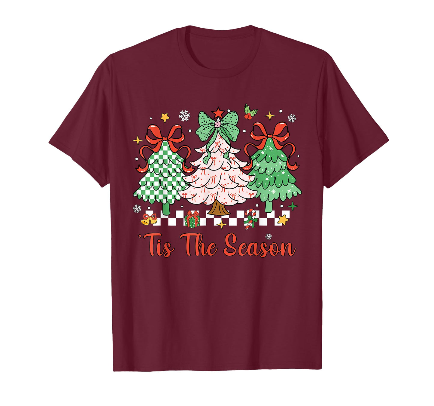 Christmas Tis The Season Coquette Bow Christmas Tree Women T-Shirt