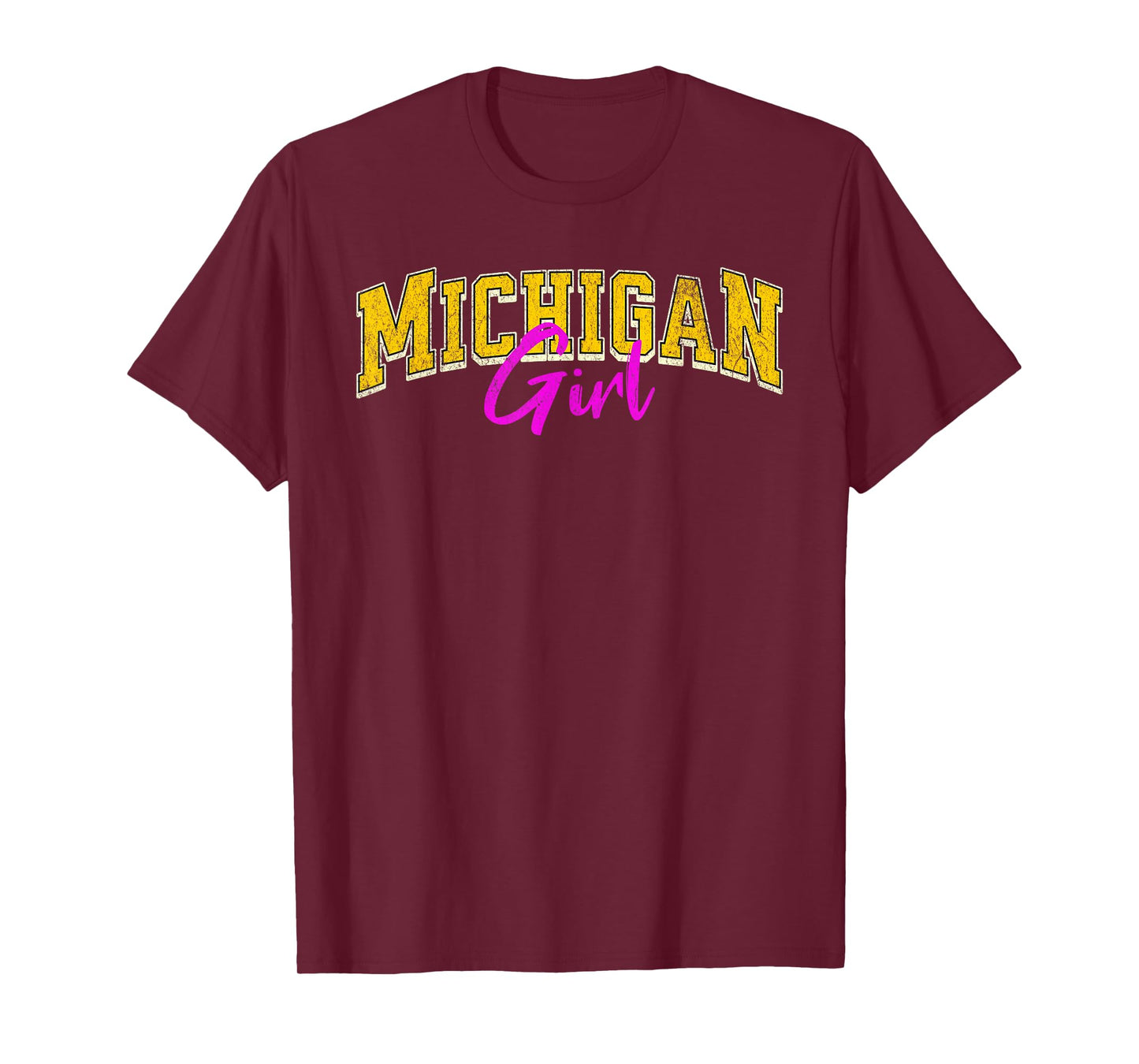 Vintage MICHIGAN Girl Retro Pink Michigan Women and Girls T-Shirt