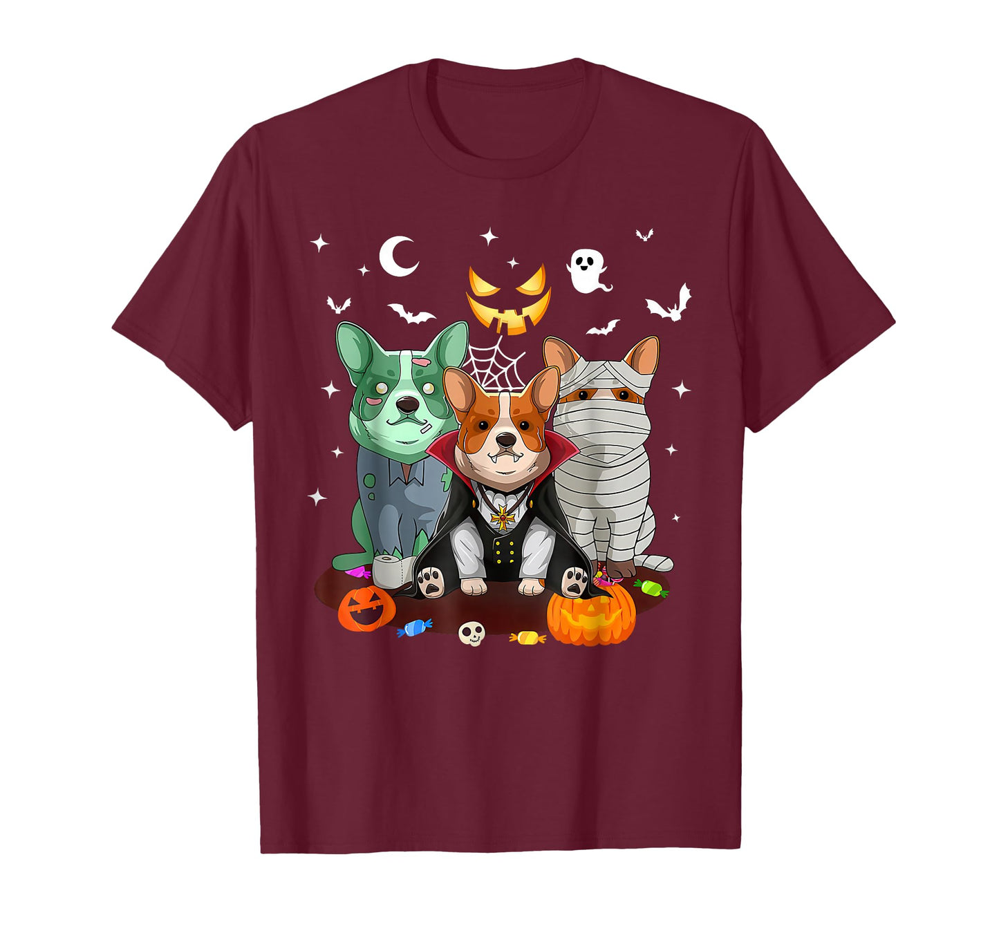 Corgi Dog Ghost Witch Pumpkin Halloween Costume Dog Lover T-Shirt