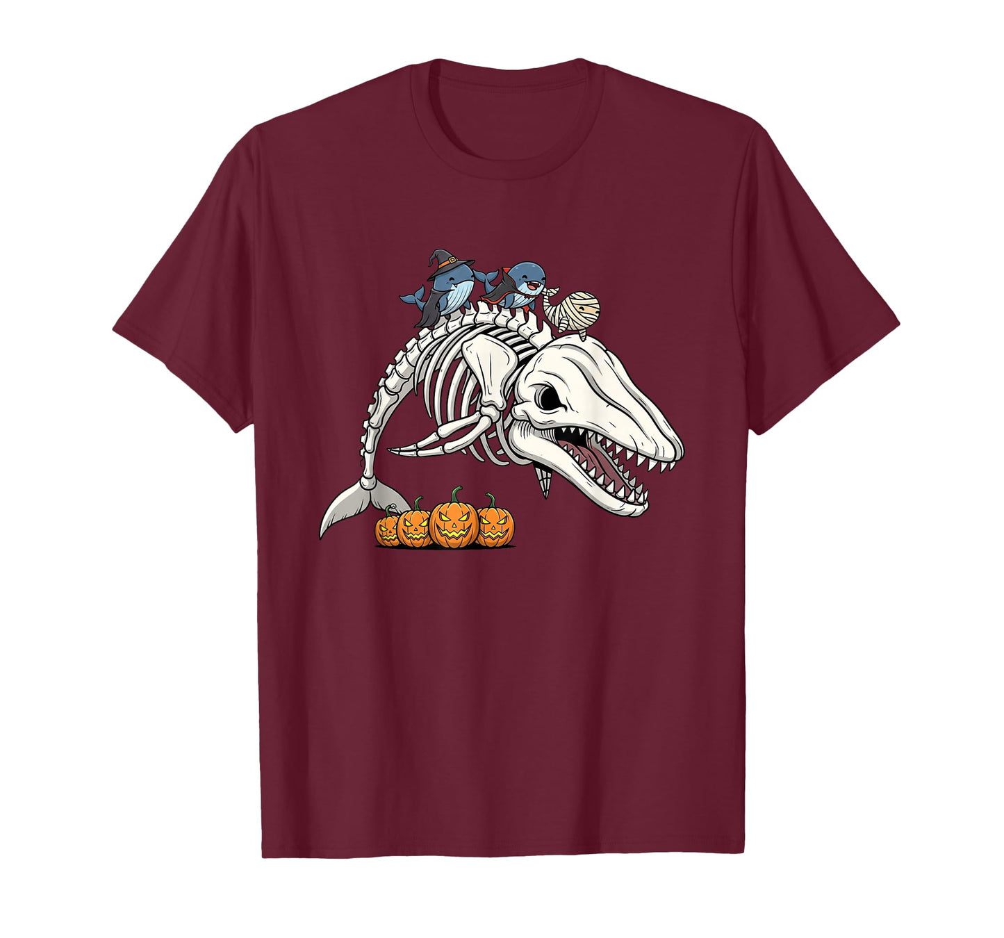 Funny Whale Skeleton Mummy Witch Halloween Kids Mens Womens T-Shirt
