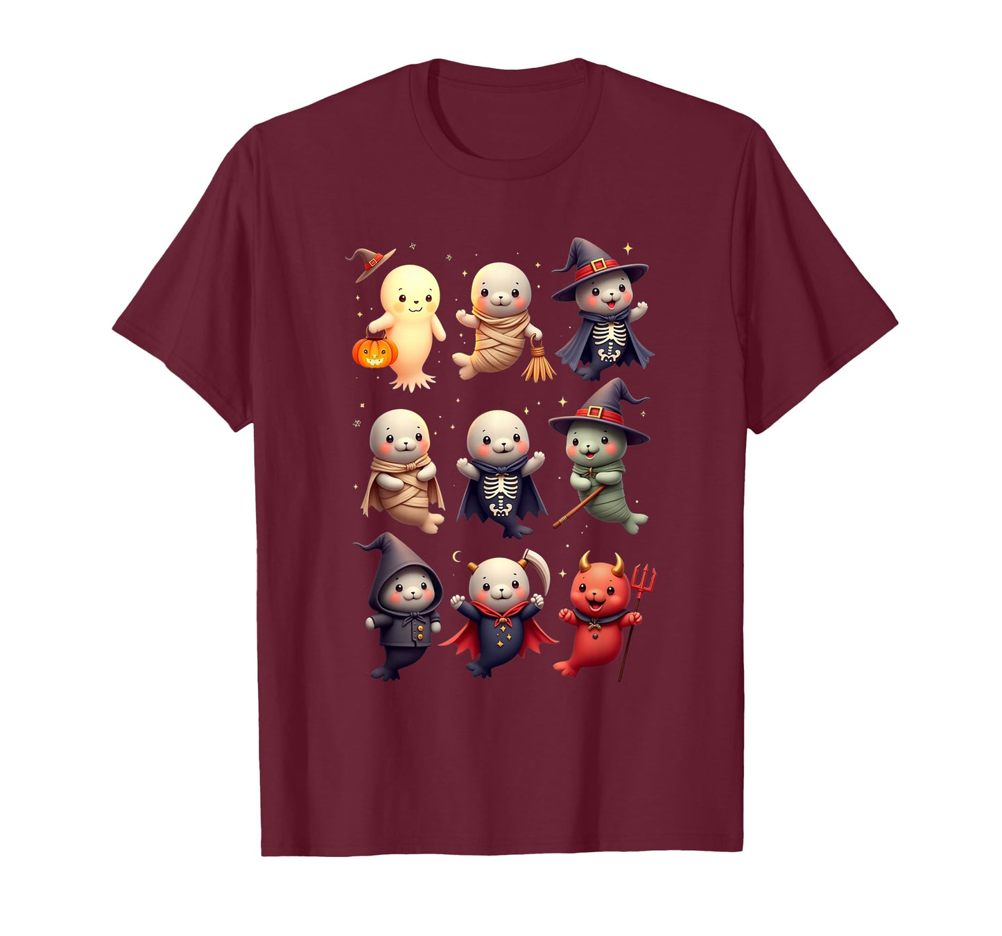 Funny Cute Manatee Boo Witch Zombie Vampire Halloween T-Shirt