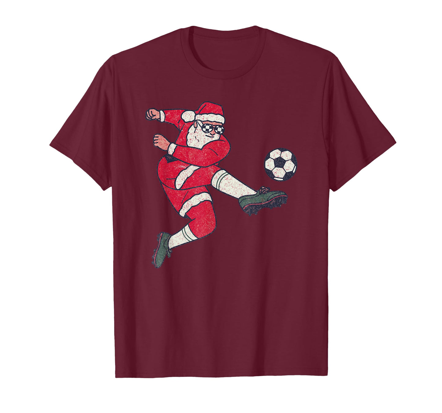 Santa Playing Soccer Christmas Vintage Funny Xmas Holiday T-Shirt