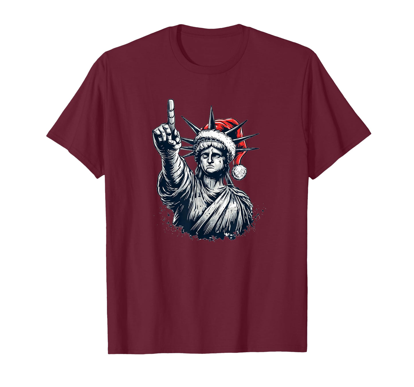 Amazing Statue of Liberty with Santa Claus Hat Look T-Shirt