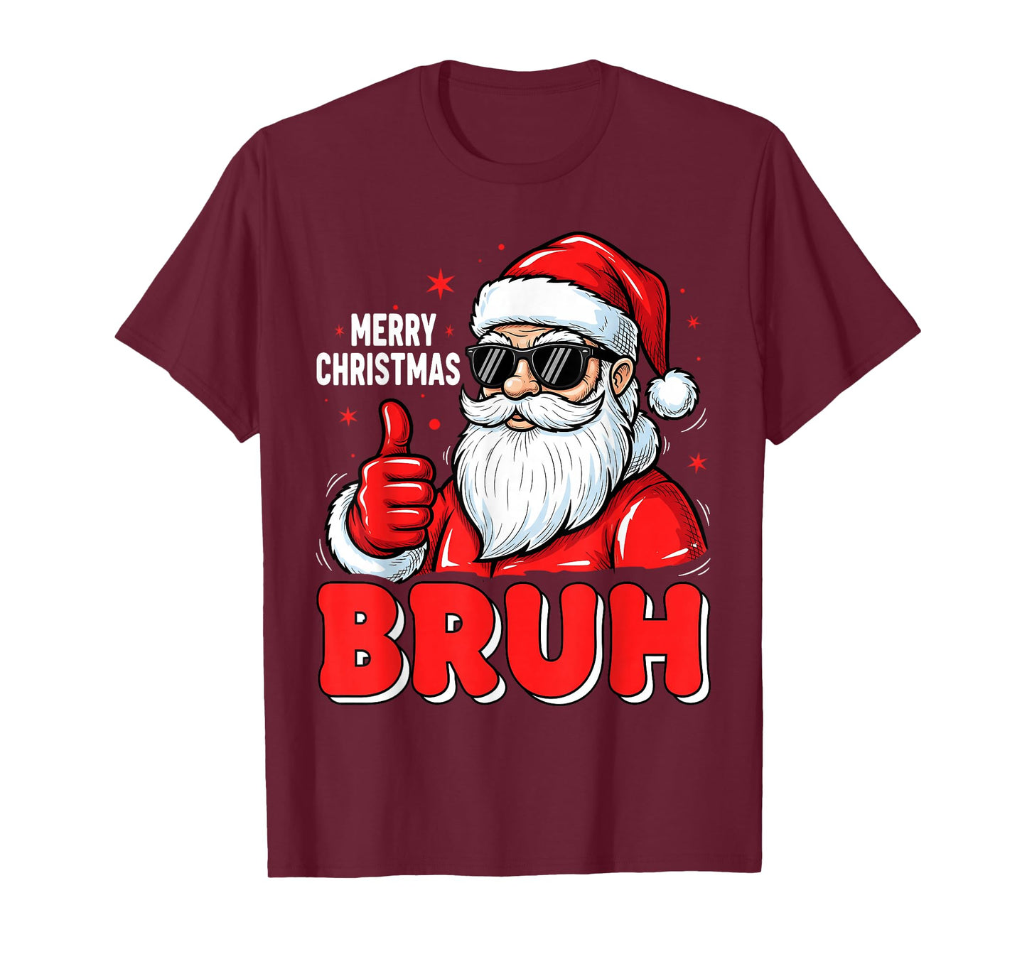 Merry Christmas Bruh Funny Santa Claus Sunglass Men Boys T-Shirt