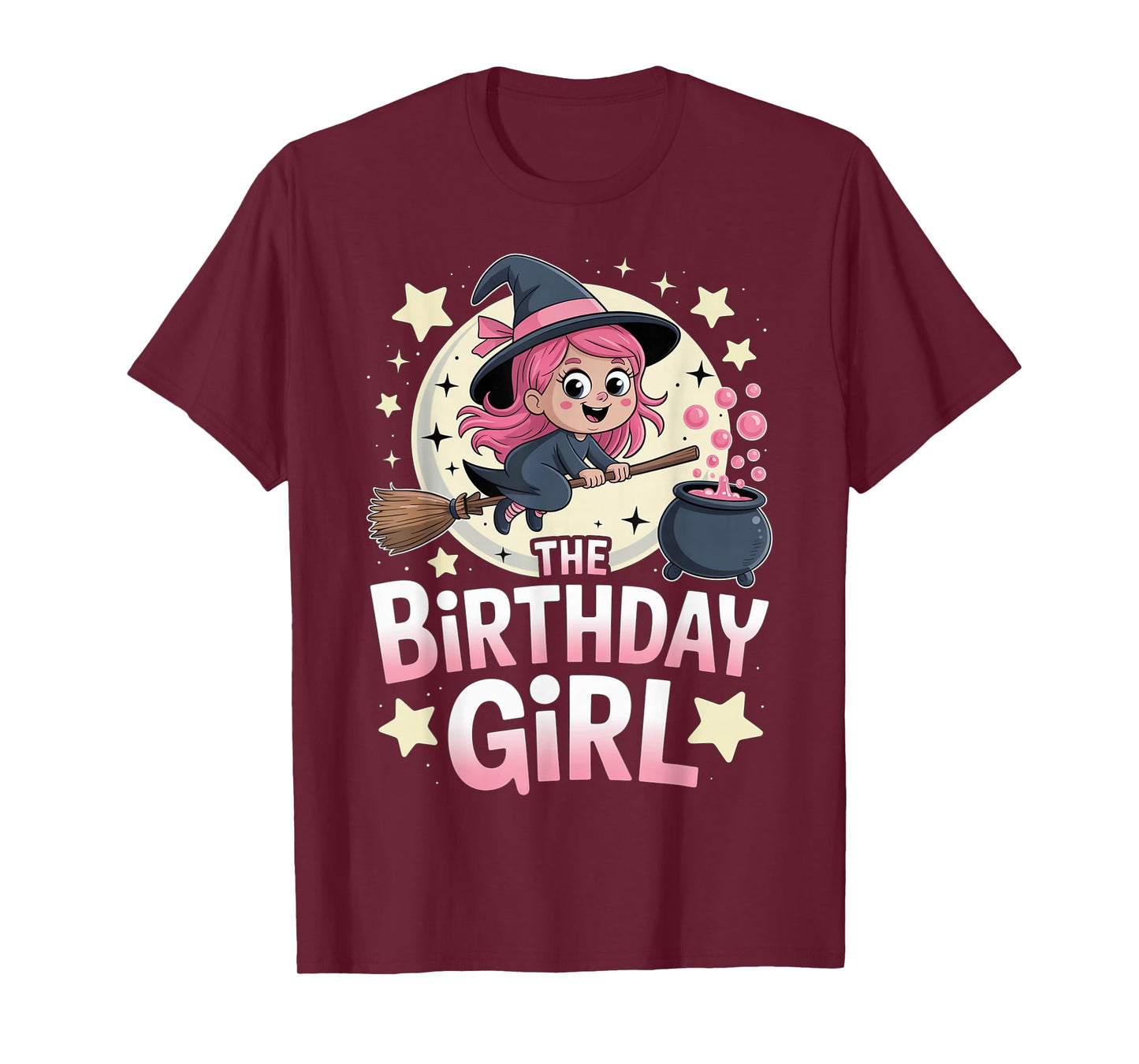 Halloween Birthday Girl Witch Cauldron October Girls Party T-Shirt