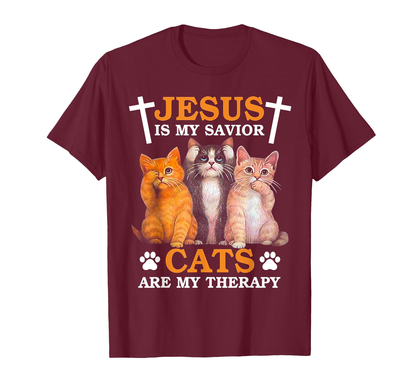 Jesus is my savior Cats are my therapy T-Shirt