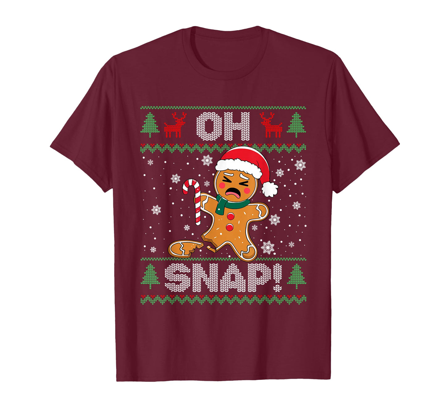 Oh Snap Gingerbread Man Cookie Baking Christmas Ugly Xmas T-Shirt