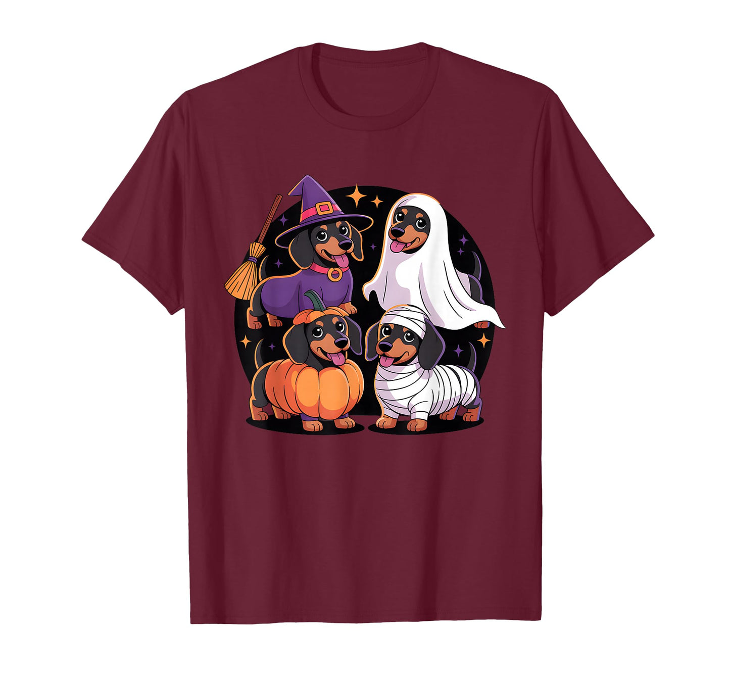Weiner Dog Witch Happy Halloweenie Cute Halloween Dachshund T-Shirt