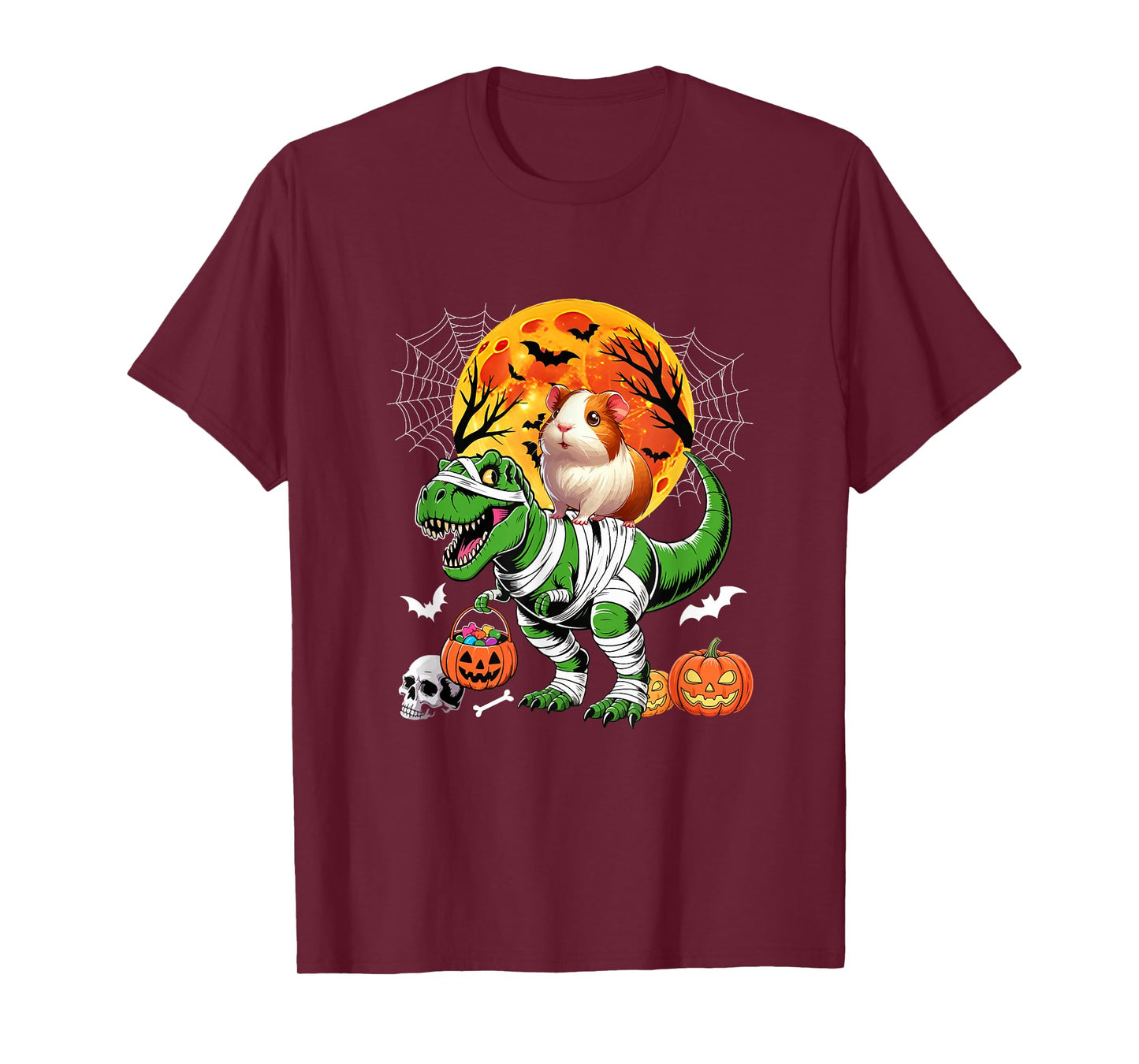 Guinea Pig Riding T-Rex Cosplay Mummy Halloween Costume Kids T-Shirt