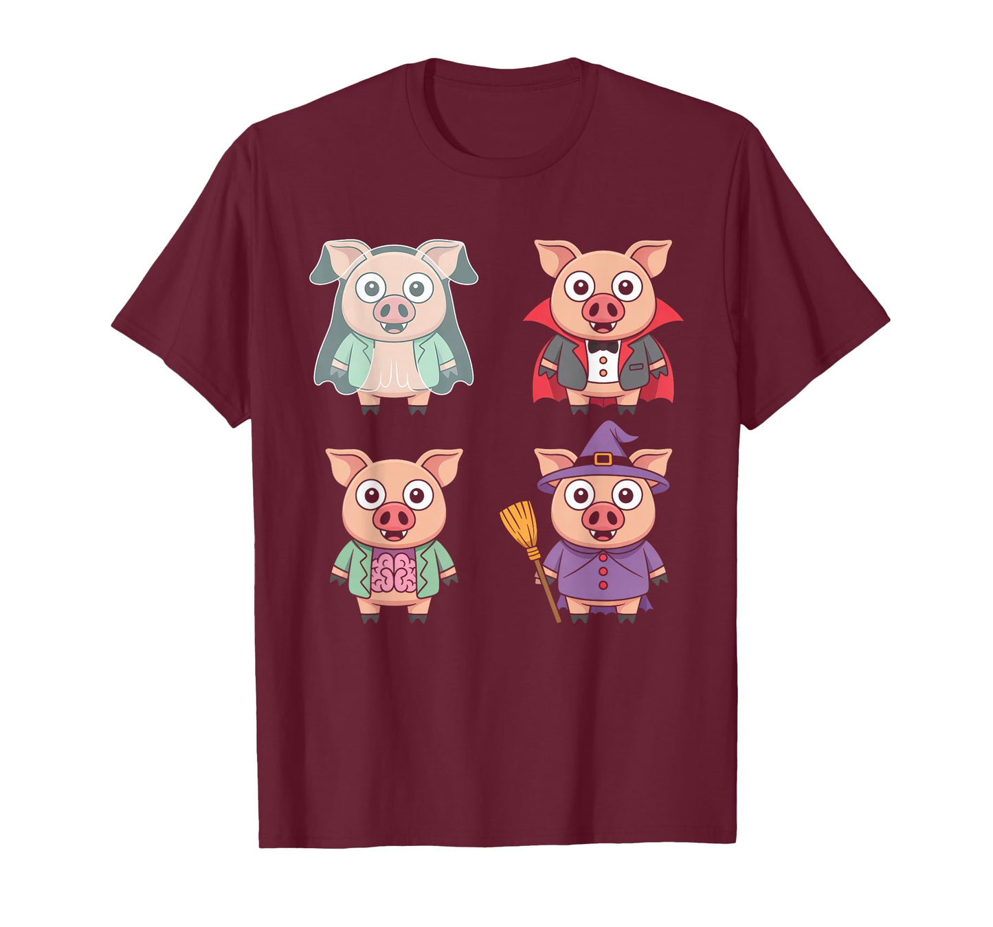 Pig Spooky Witch Boo Zombie Cute Pig Halloween Boys & Girls T-Shirt