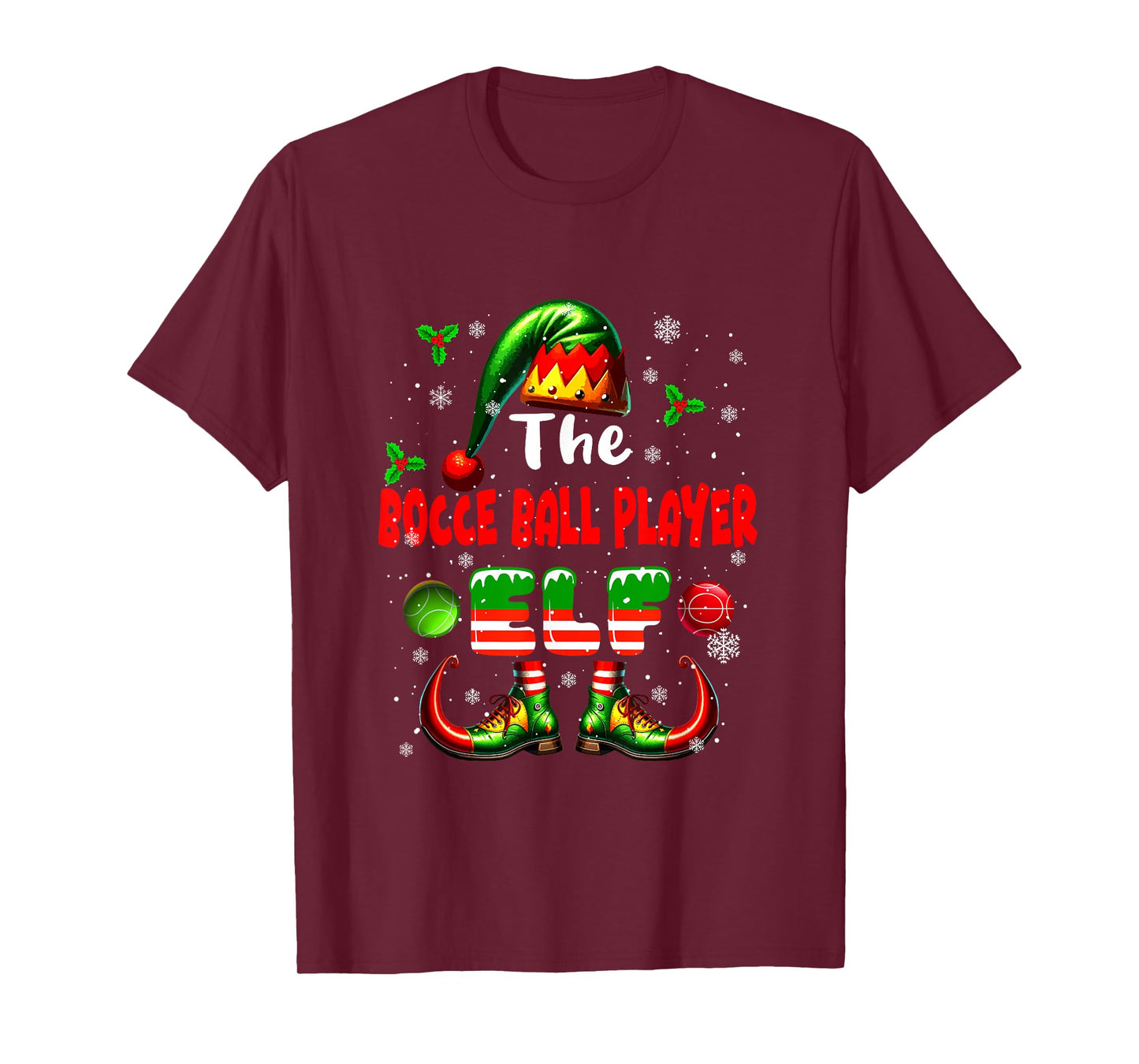 The Bocce Ball Player Elf Christmas Job Team Funny Parties T-Shirt