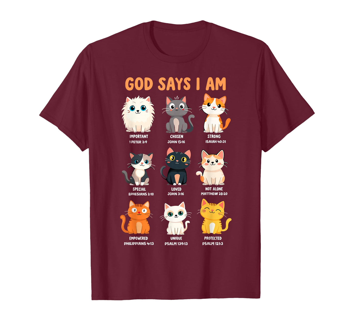 God Says I'm Christian Funny Cats Bible Verse Kitty Lover T-Shirt