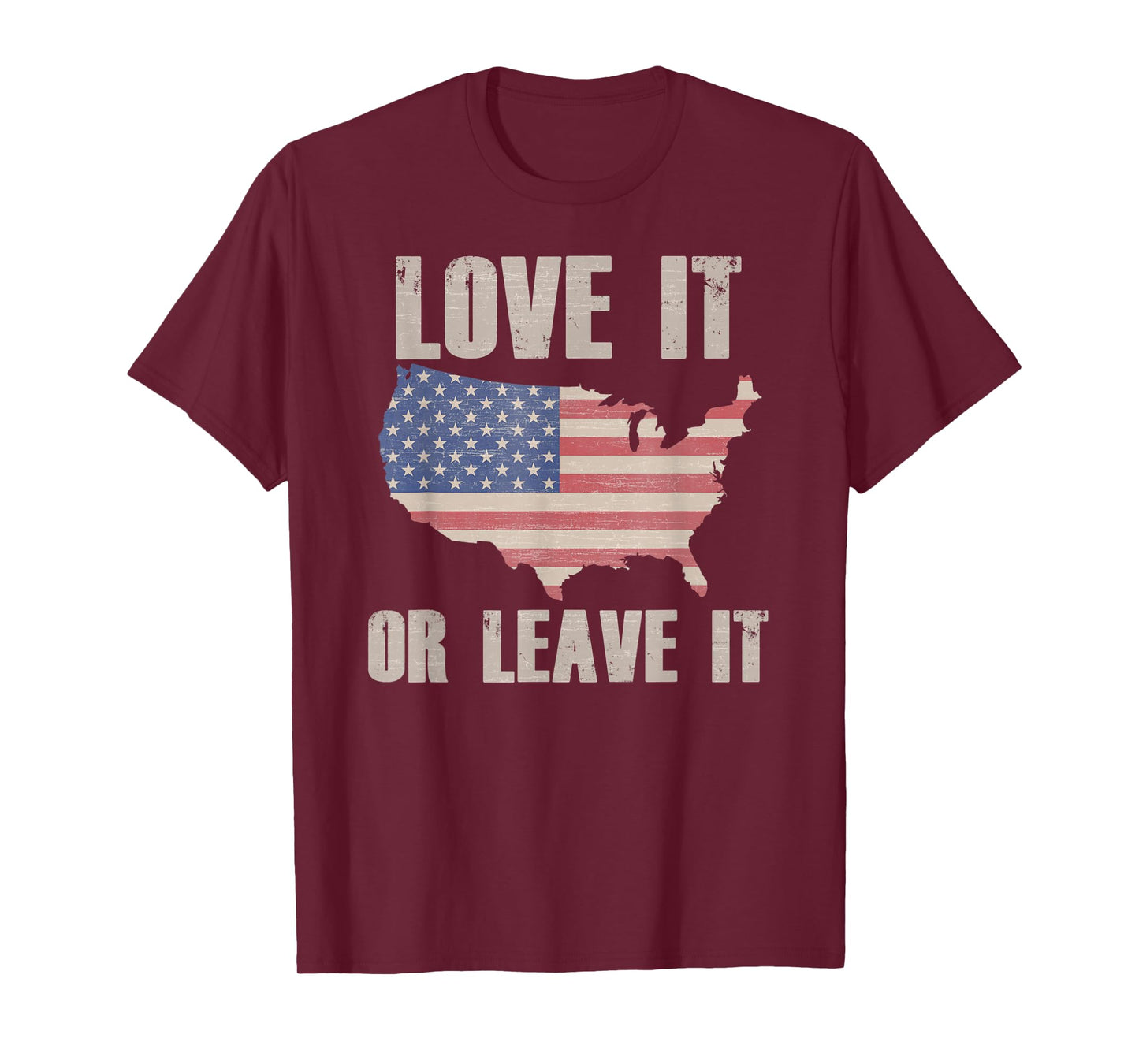 LOVE IT OR LEAVE IT Patriotic Vintage American Flag USA Map Women Kids Men T-Shirt
