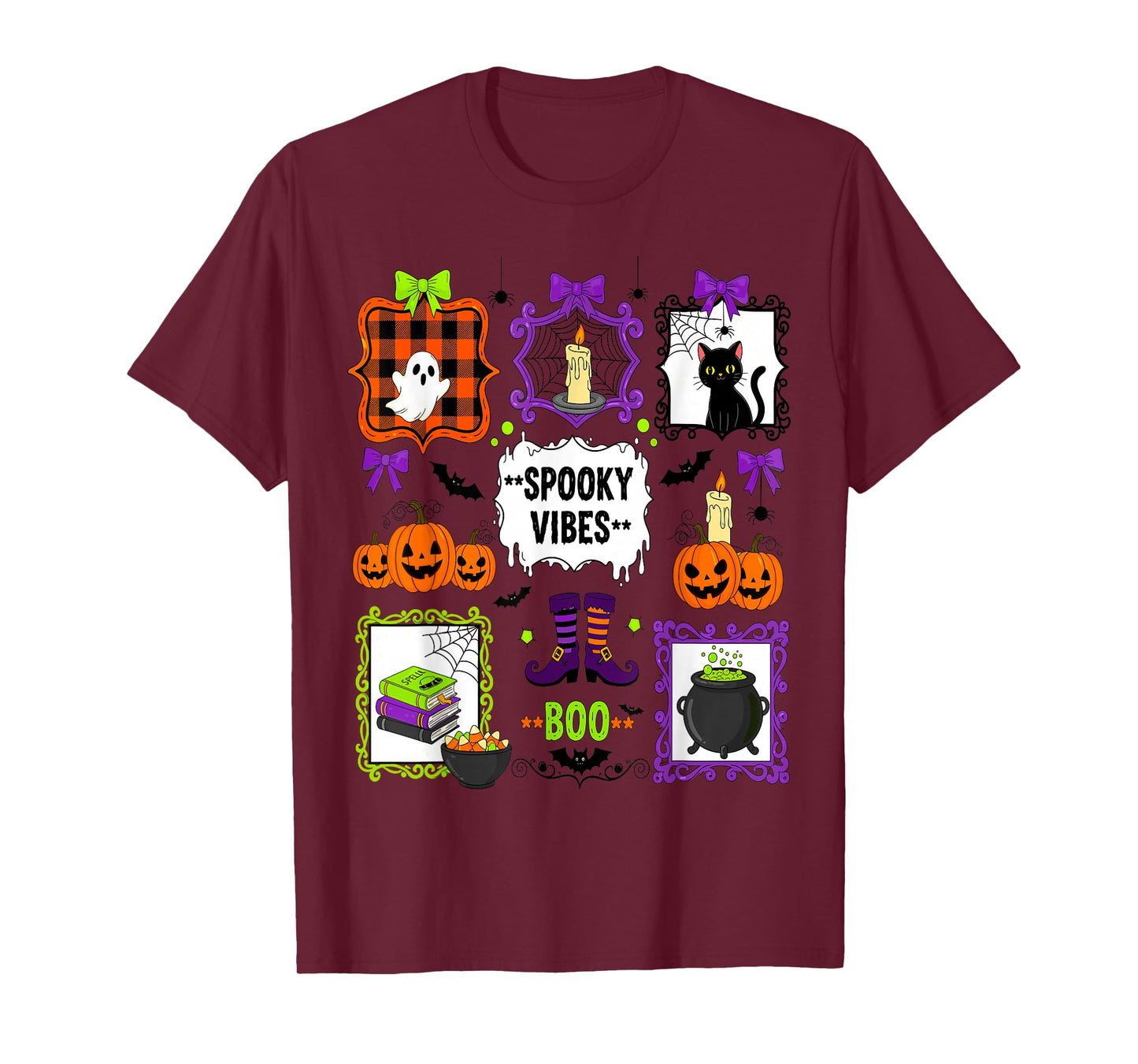 Spooky Vibes Halloween Coquette Jack O'Lantern Boo Crew T-Shirt