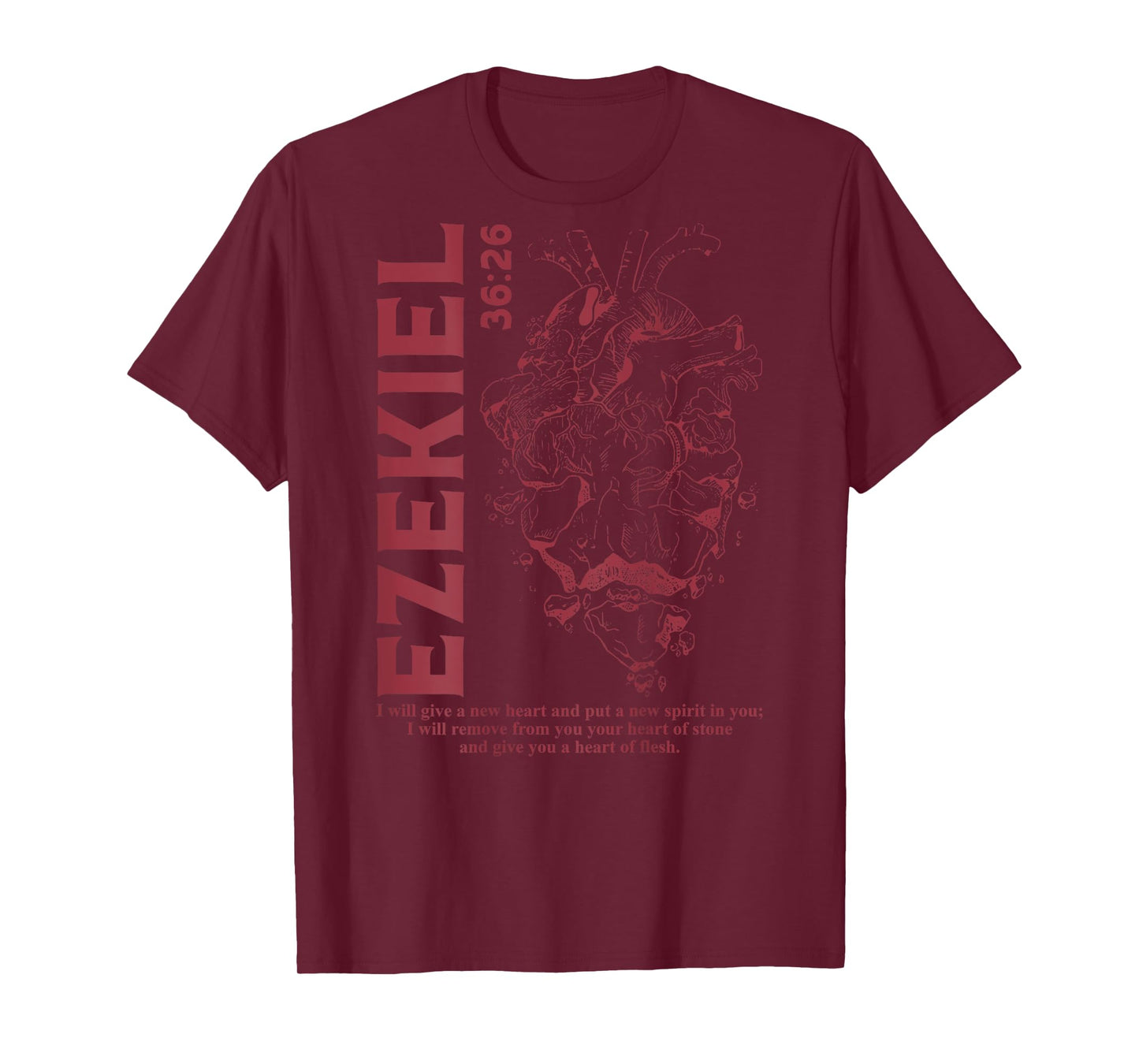 Vintage Ezekiel 36-26 Heart Of Flesh Bible Verse Christian T-Shirt