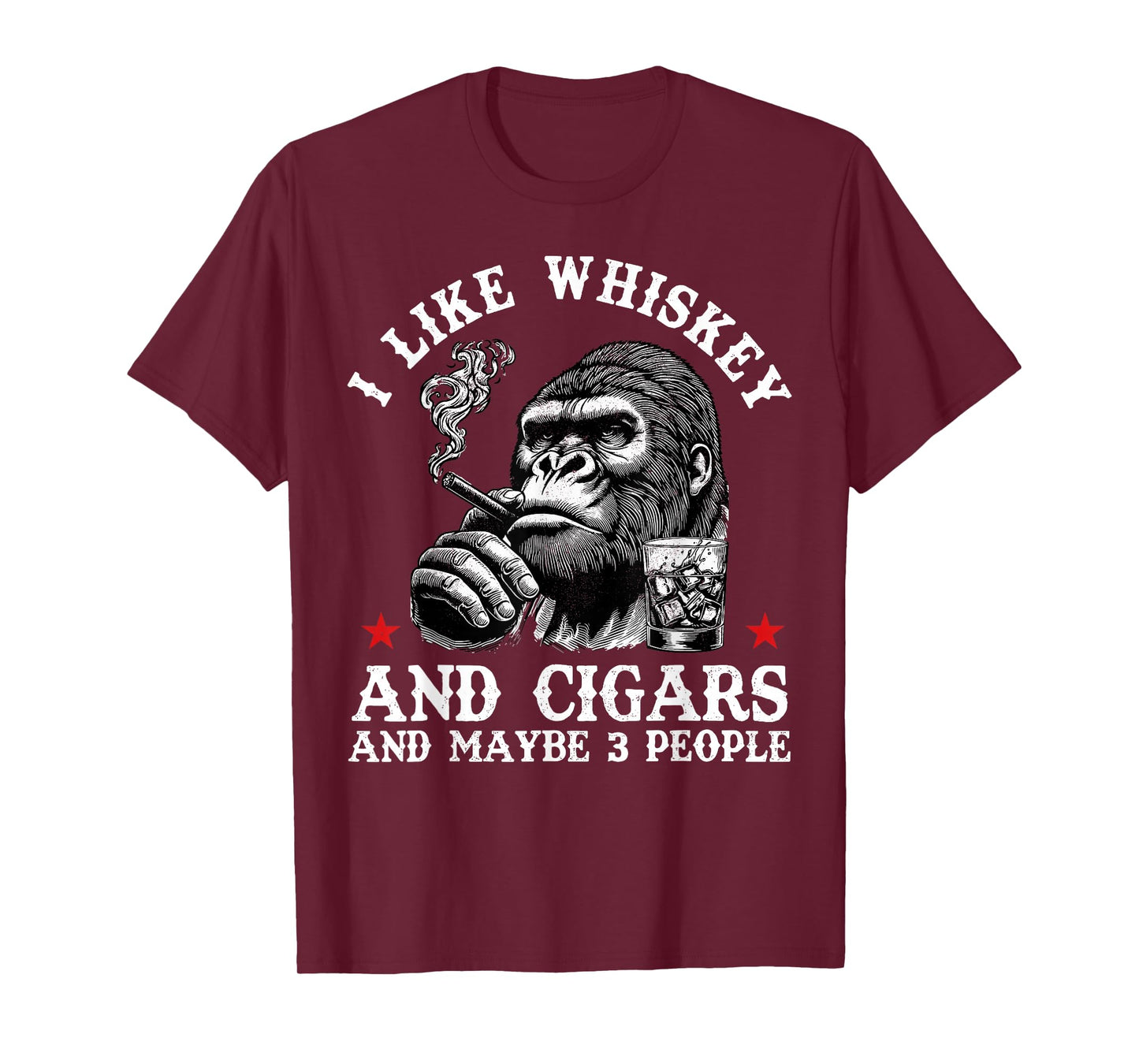 Retro I Like Whiskey And Cigars And Maybe 3 People Monkey T-Shirt