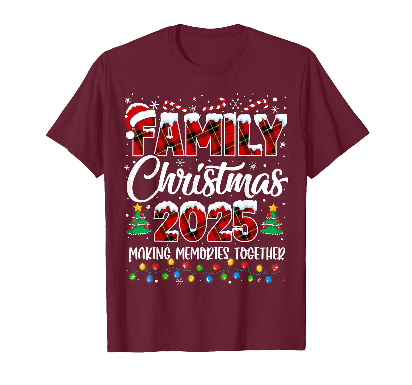 Family Christmas 2025 Matching Squad Santa Red Plaid Xmas T-Shirt