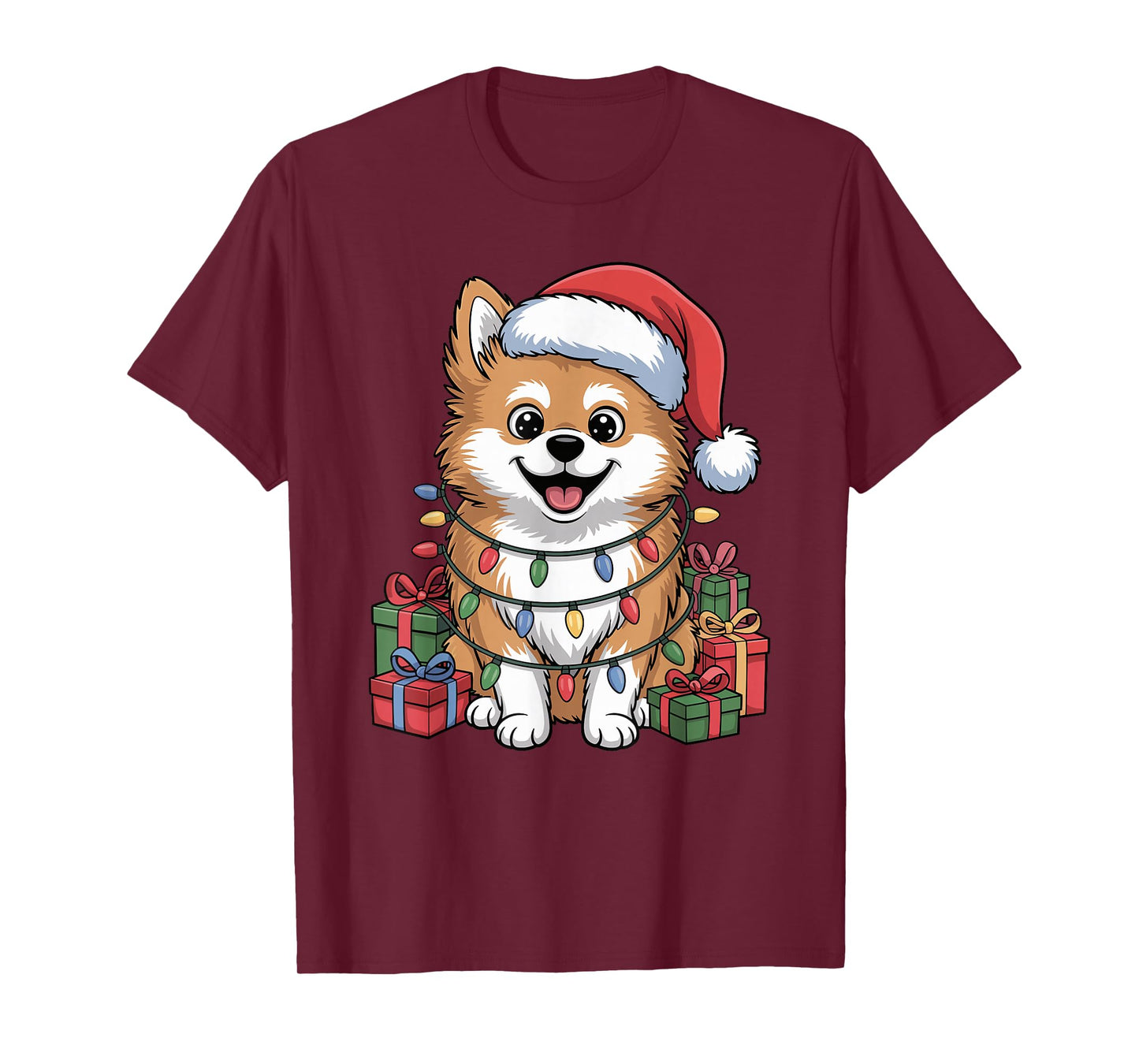 Cute Spitz Santa Hat Christmas Xmas Dog Lovers Holiday T-Shirt