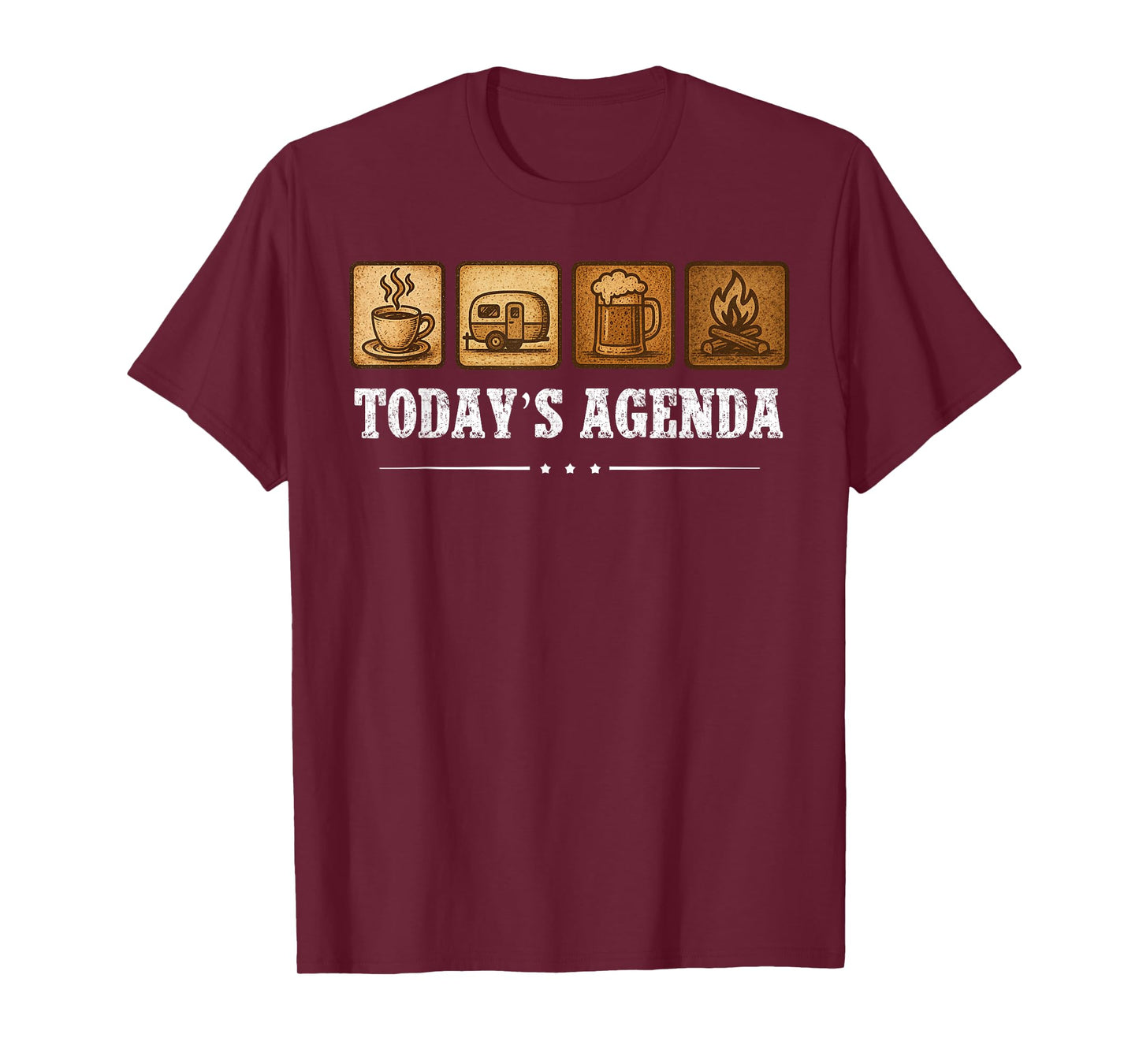 Today's Agenda Vintage Mountain Camping Funny Camping T-Shirt