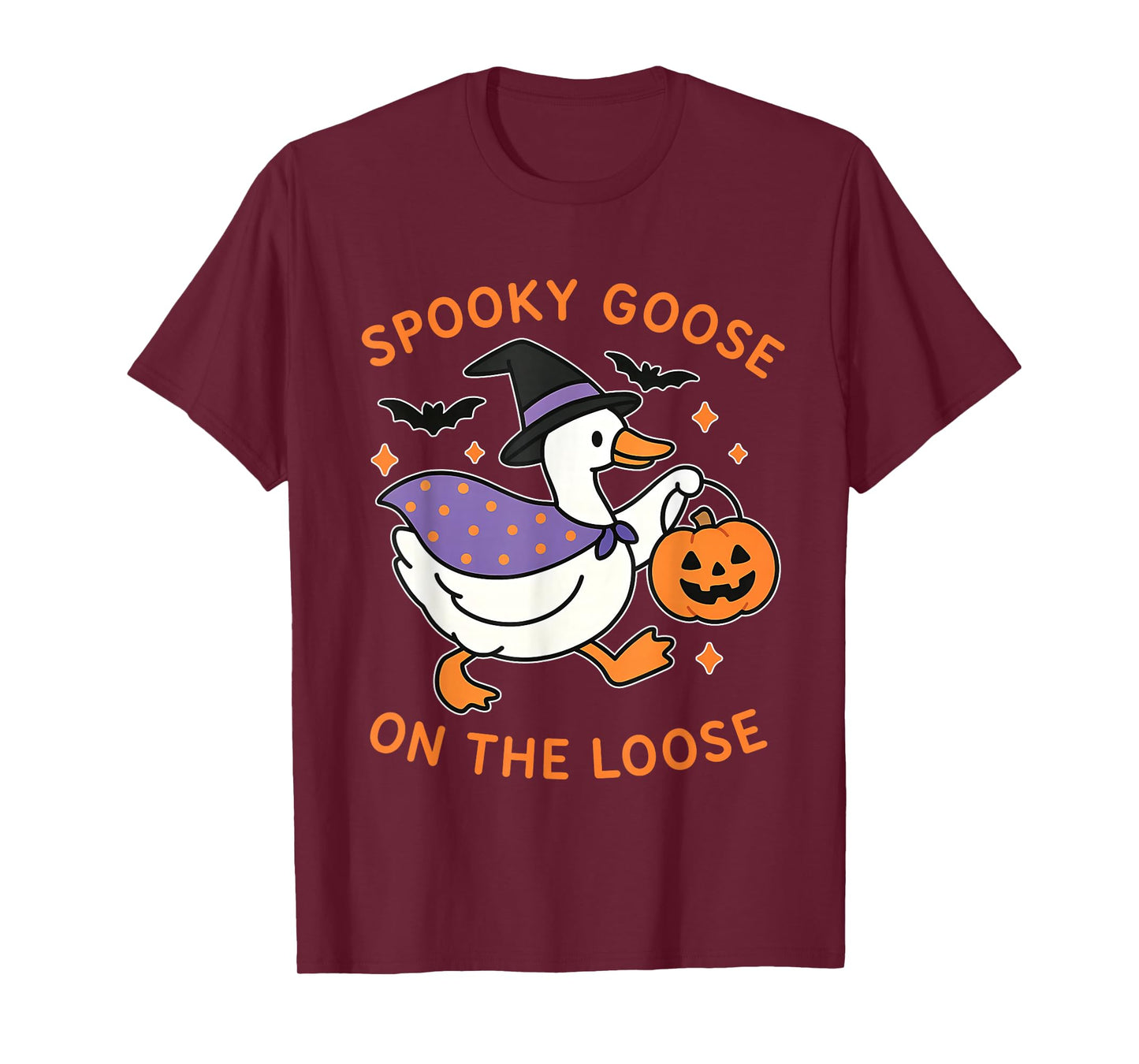 Spooky Goose Witch Pumpkin Funny Halloween T-Shirt
