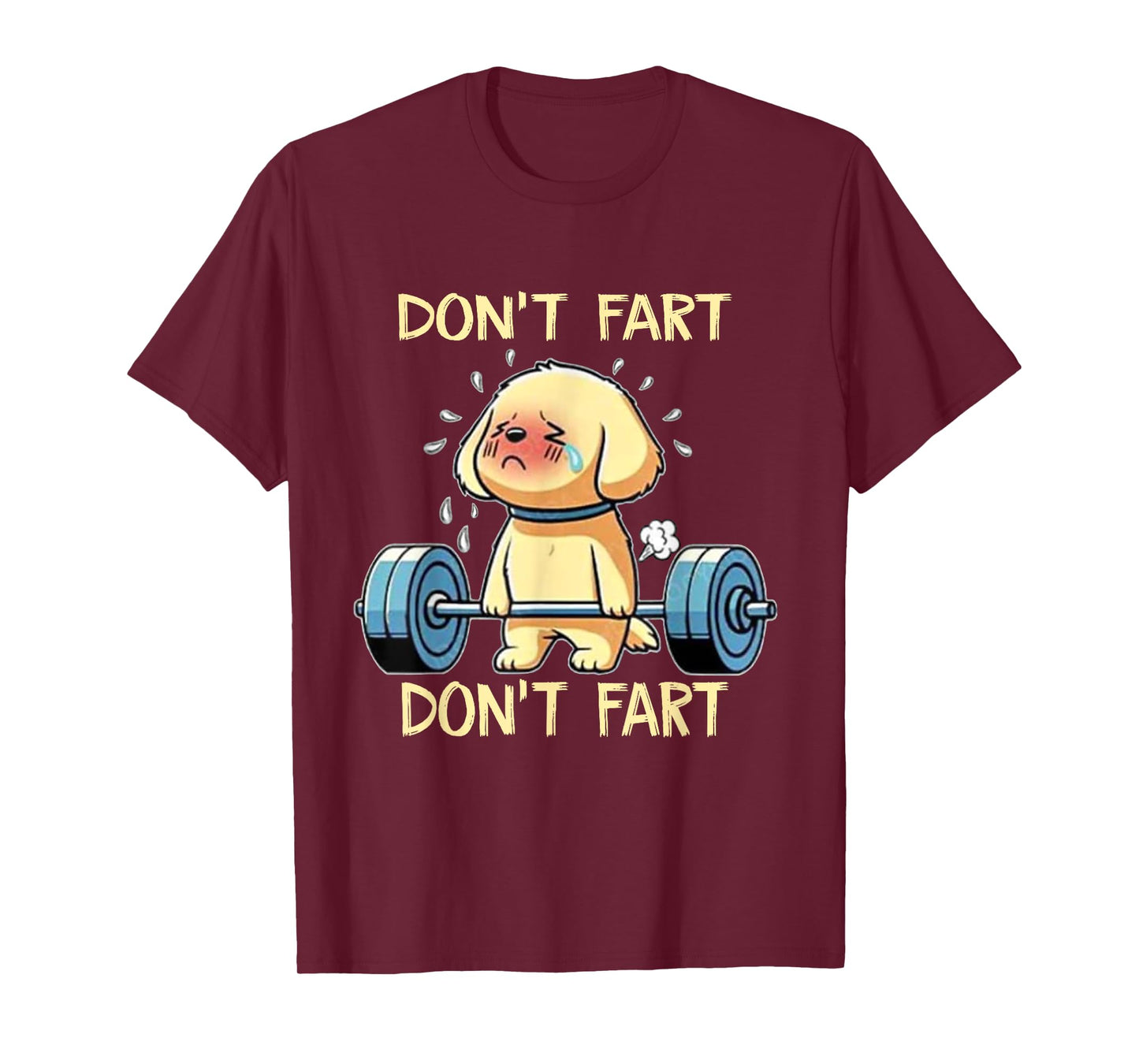 Dog Don't Fart Unisex Adults Black Cartoon Workout Gym T-Shirt, Small, Short Sleeve, Crew Neck, Polyester, Classic Fit, Novelty Design, All Seasons, 1 Count