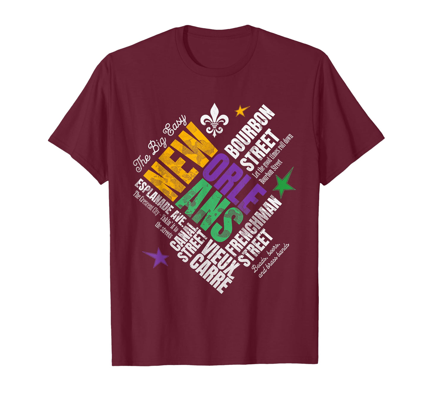 New-Orleans, Louisiana s Vintage Mardi Gras WordCloud T-Shirt
