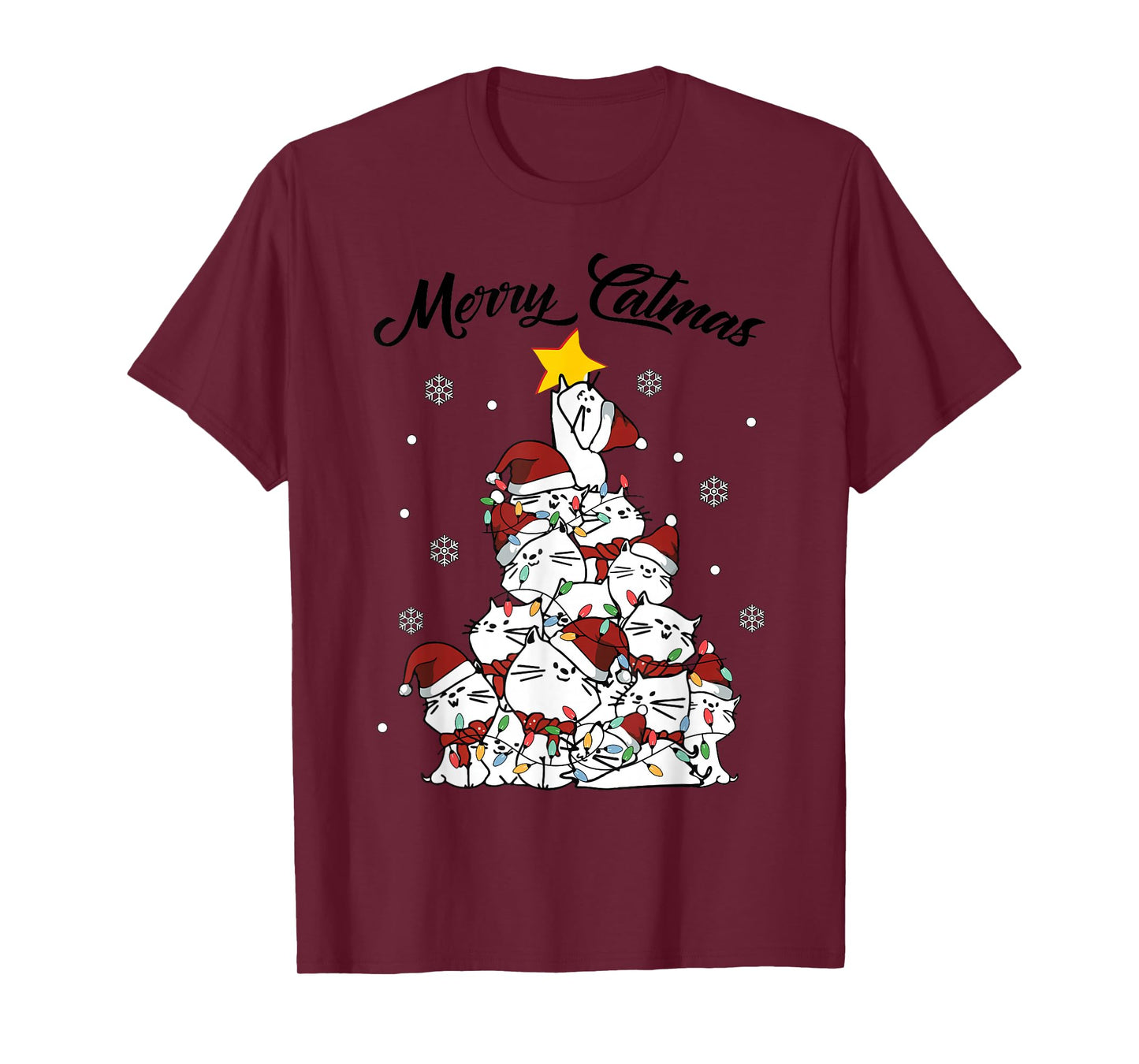 Merry Catmas Christmas Tree Cats Cat Lover Meow Women Men T-Shirt