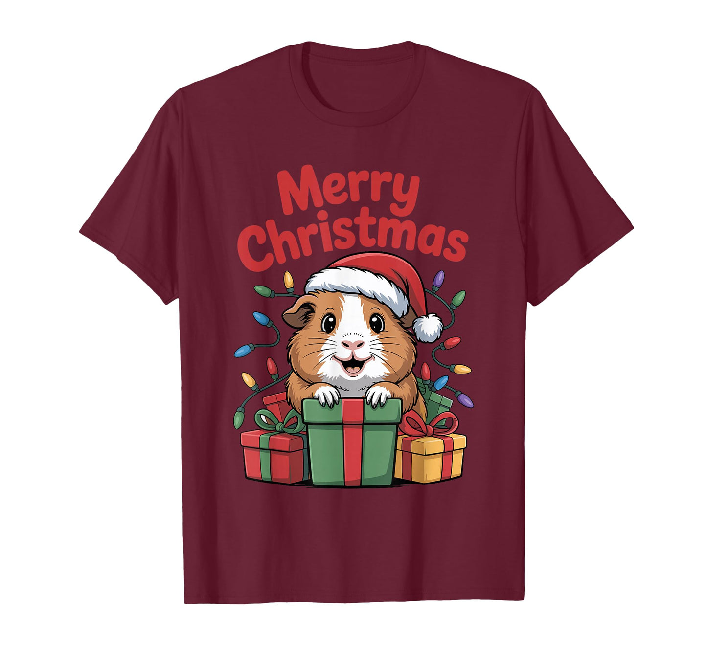 Guinea Pig Santa Hat Christmas Design Funny Pet Lovers T-Shirt