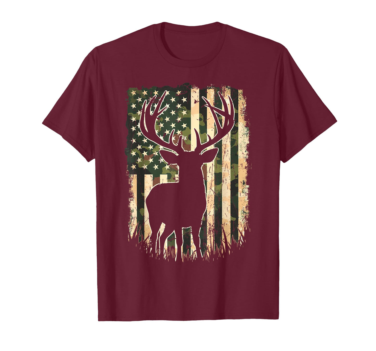 Camo US Flag Deer Hunting Camoflage Hunter T-Shirt