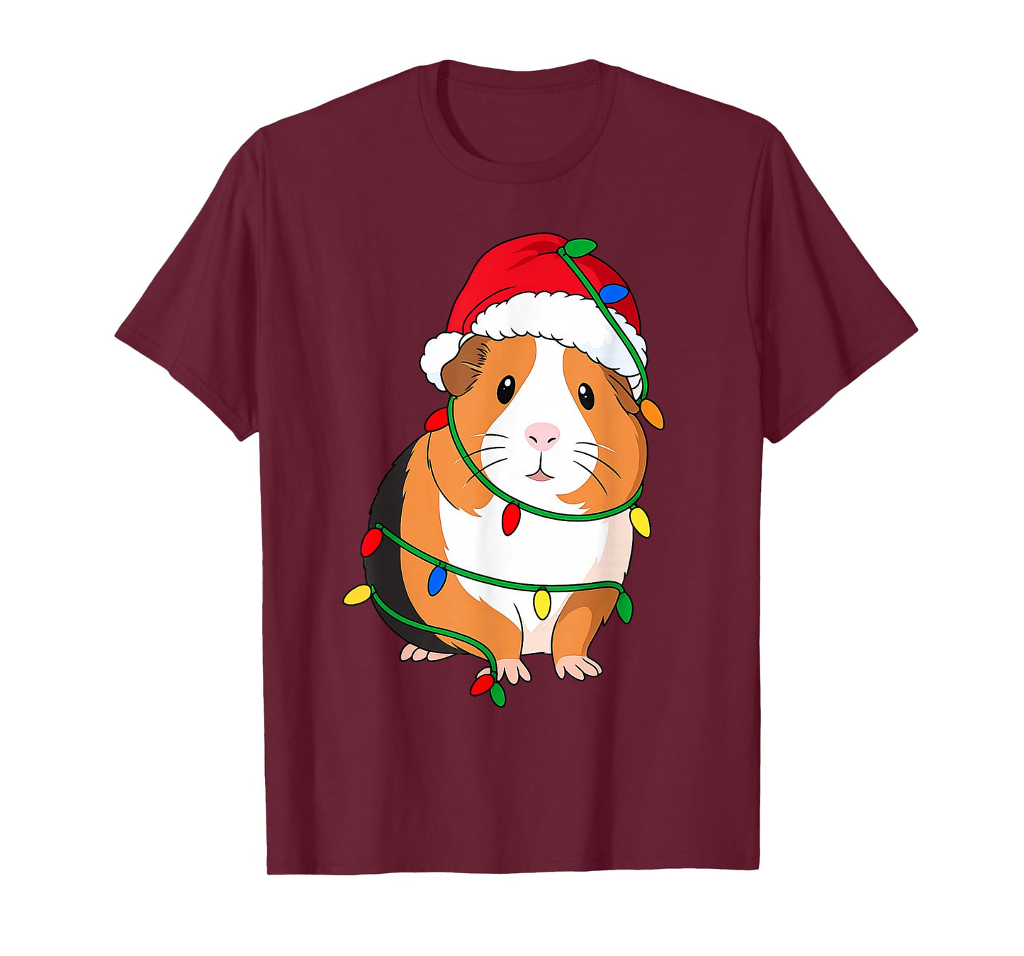 Guinea Pig Christmas Tree Lights Holiday Pet Lover T-Shirt