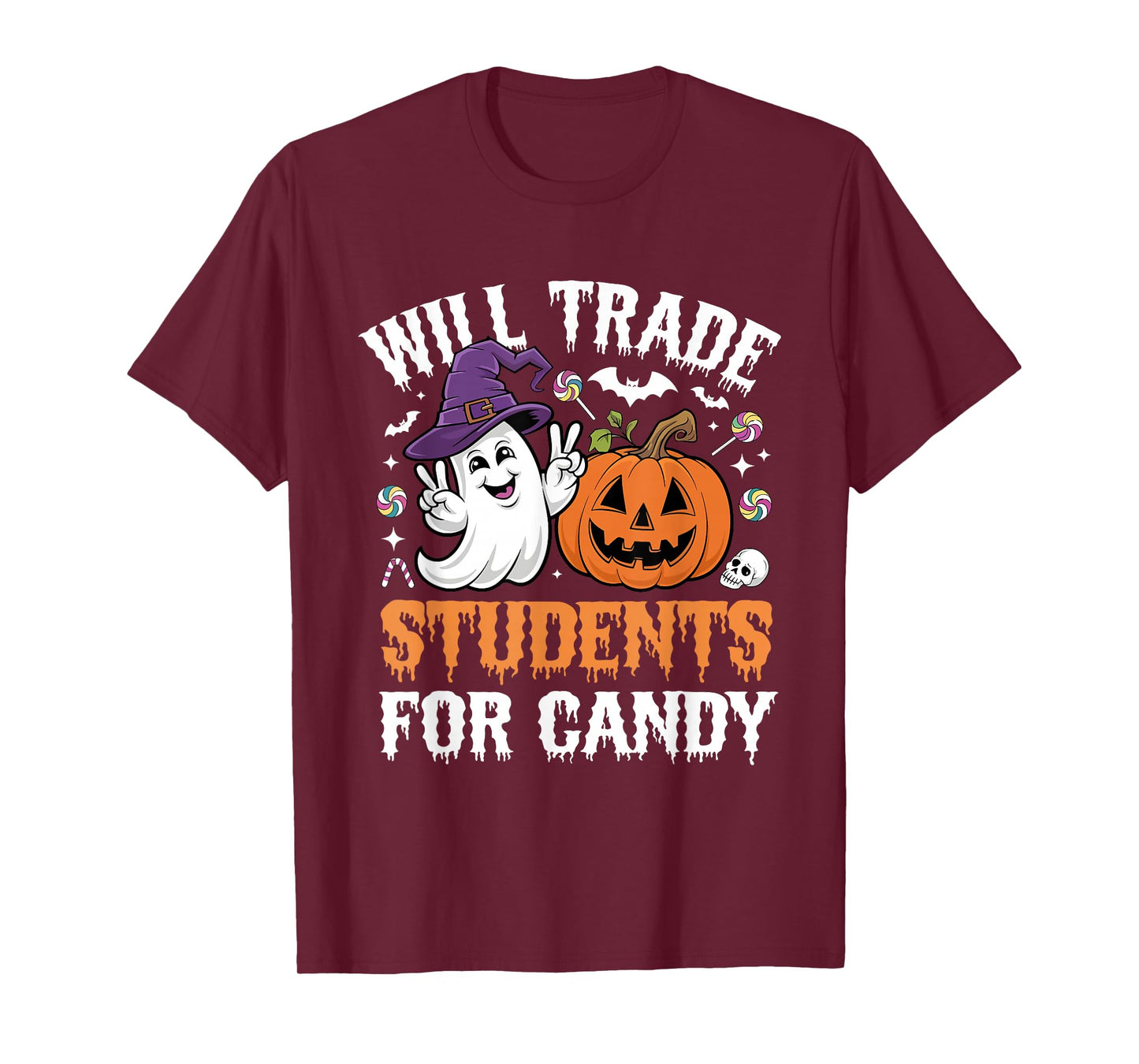 Will Trade Students for Candy Halloween Teacher School Humor T-Shirt