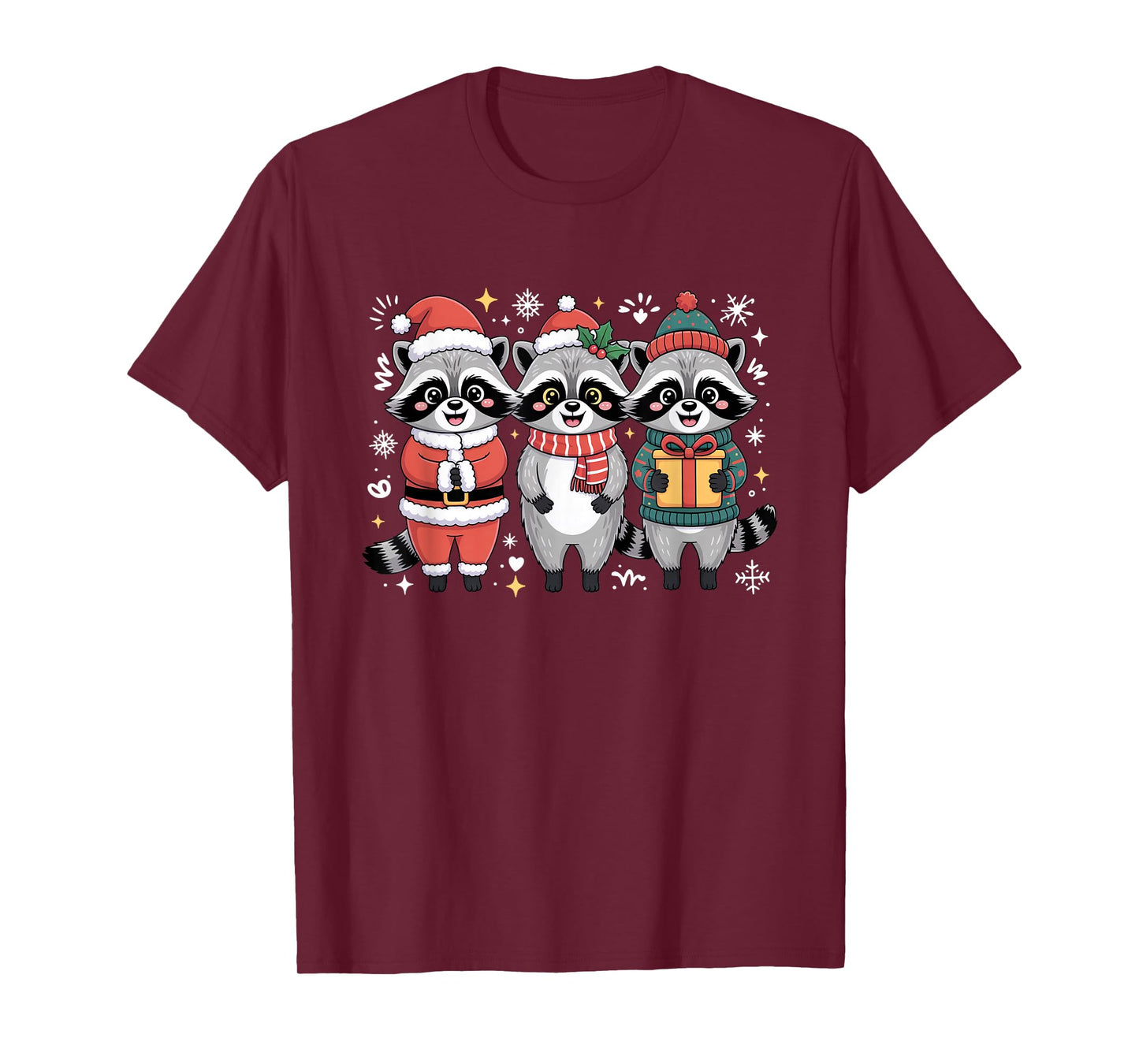 Cute Raccoon Christmas Funny Holiday Santa Claus Animal Gift T-Shirt