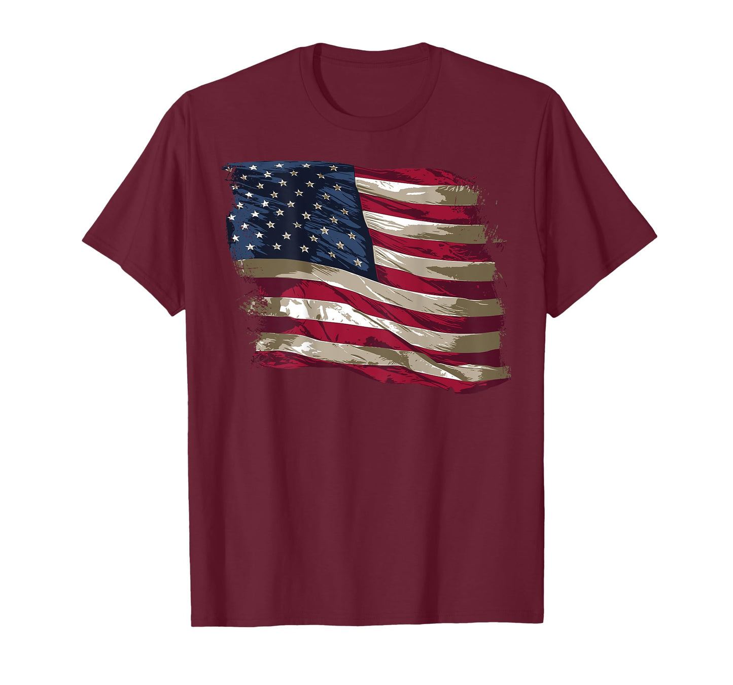 Vintage Distressed American Flag (Design on Back) T-Shirt
