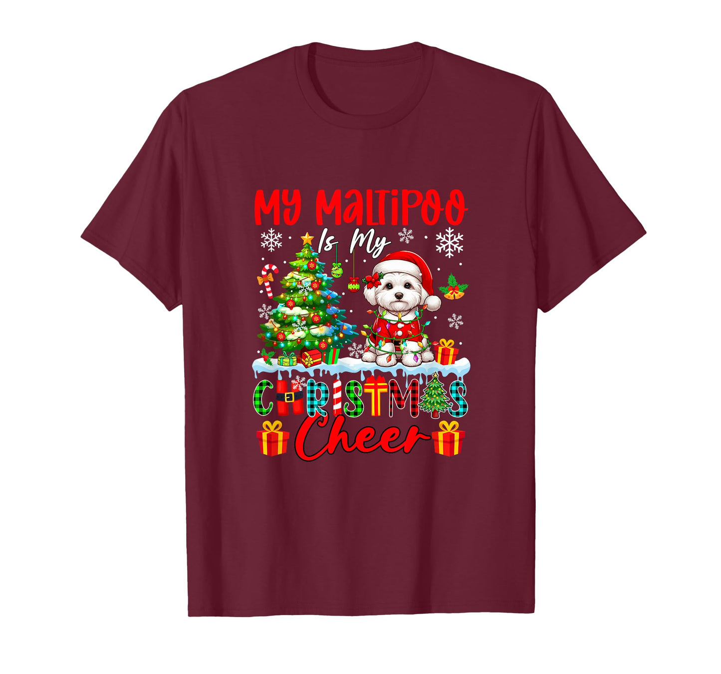 My Maltipoo is My Xmas Cheer Funny Santa Dog Owner Kids T-Shirt