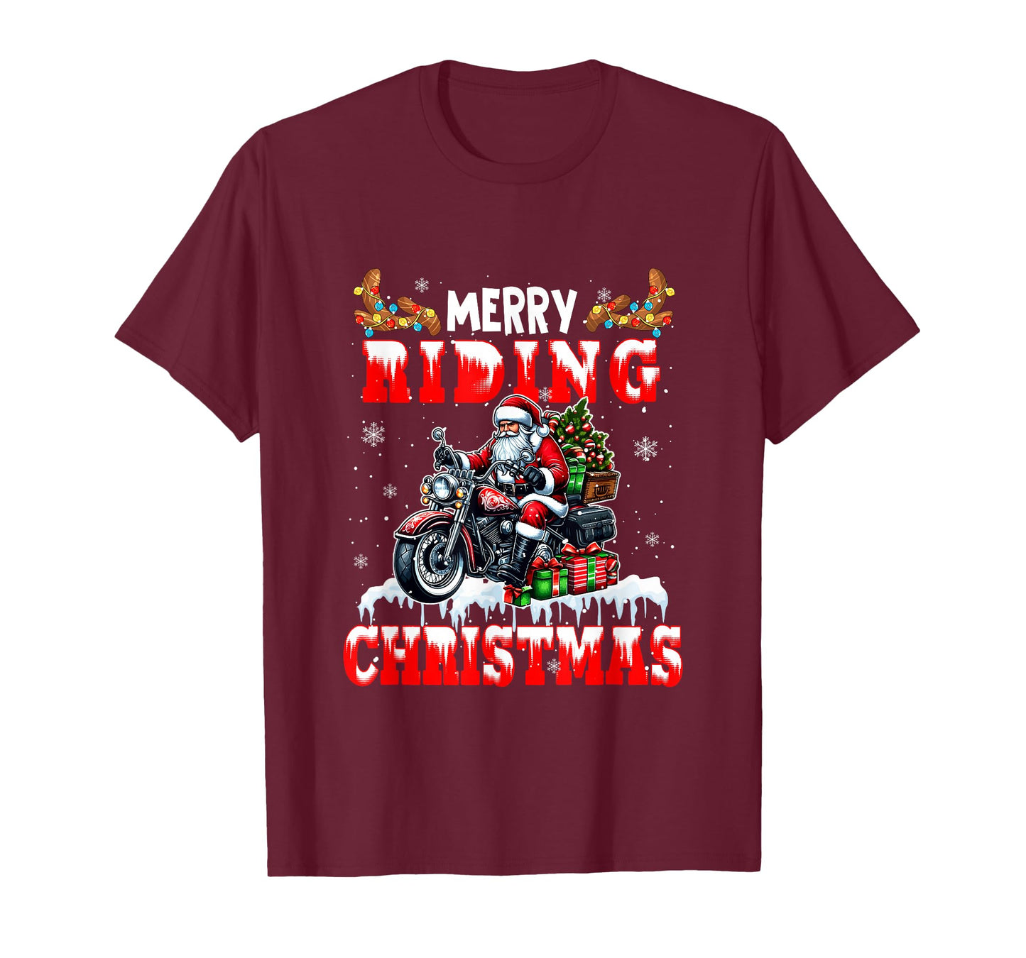 Merry Christmas Riding Santa Colorful Costume Sport Lover T-Shirt