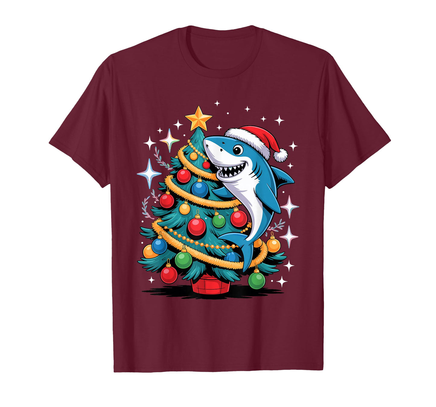 Christmas Tree Shark Santa Hat Sharks T-Shirt