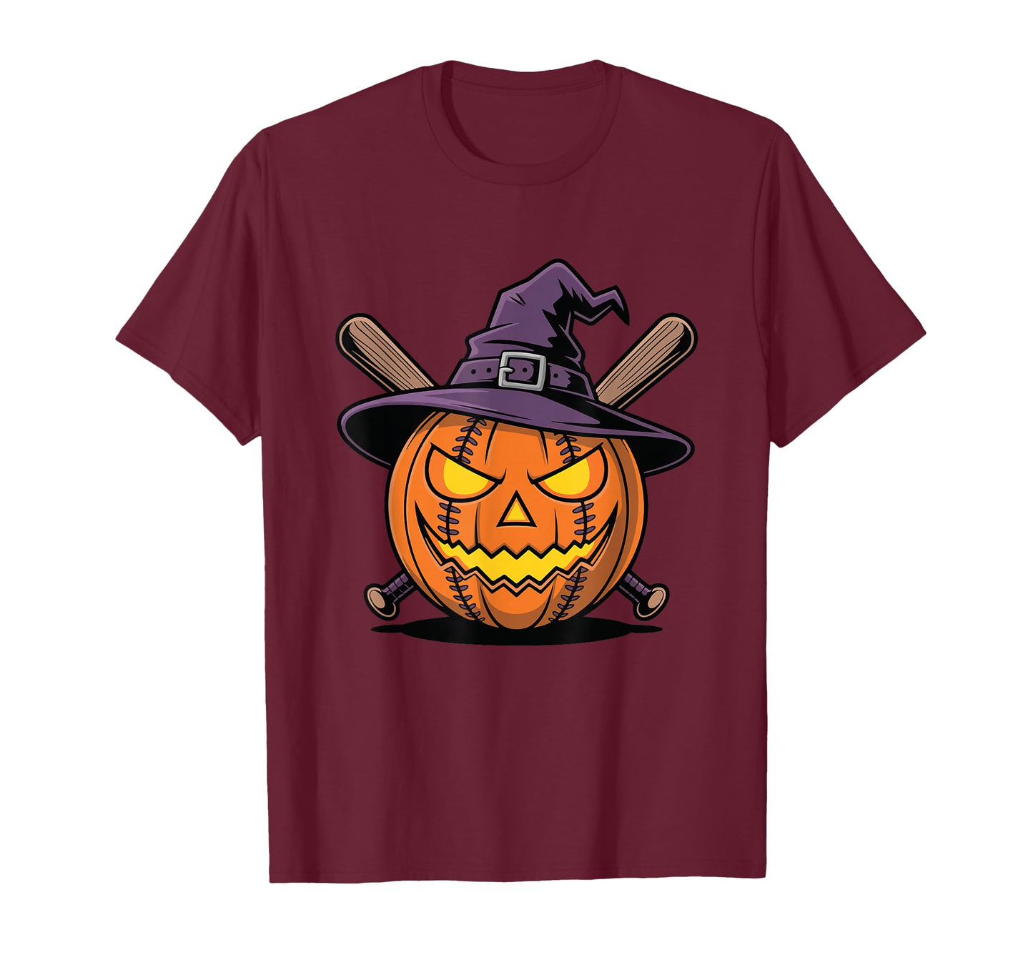 Witchy Baseball Pumpkin Scary Halloween T-Shirt