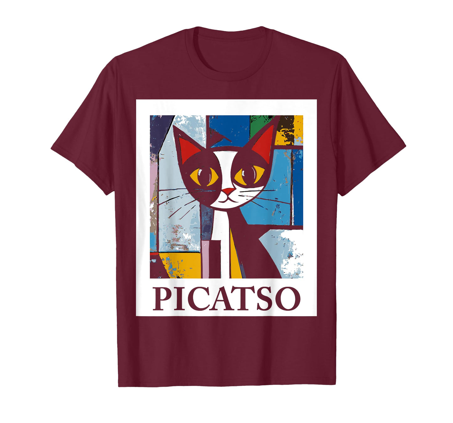 PICATSO Funny Cat vintage cubism-style Kitten T-Shirt for Men Women Girls Kids