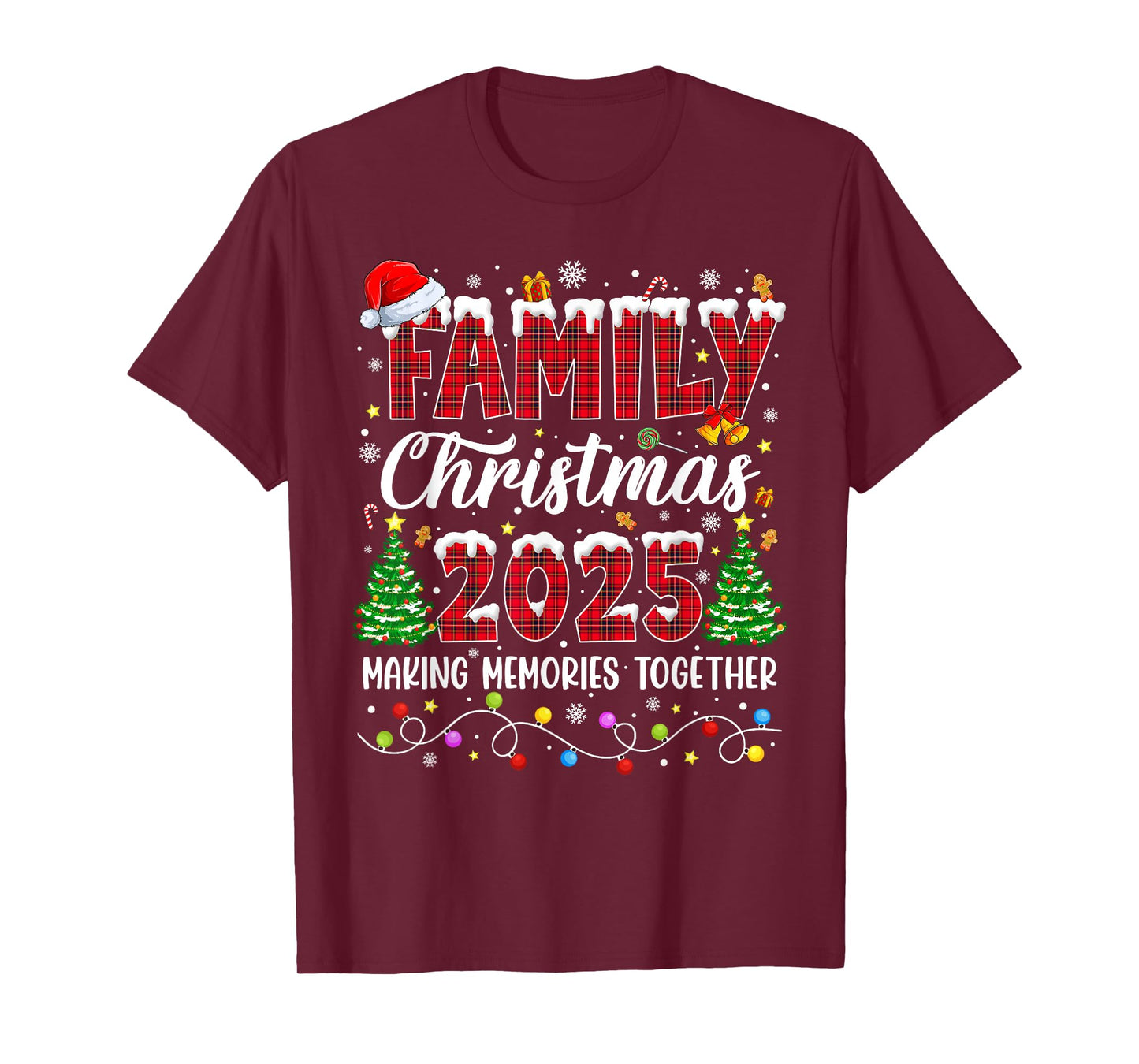 Family Christmas 2025 Matching Squad Santa Red Plaid Xmas T-Shirt