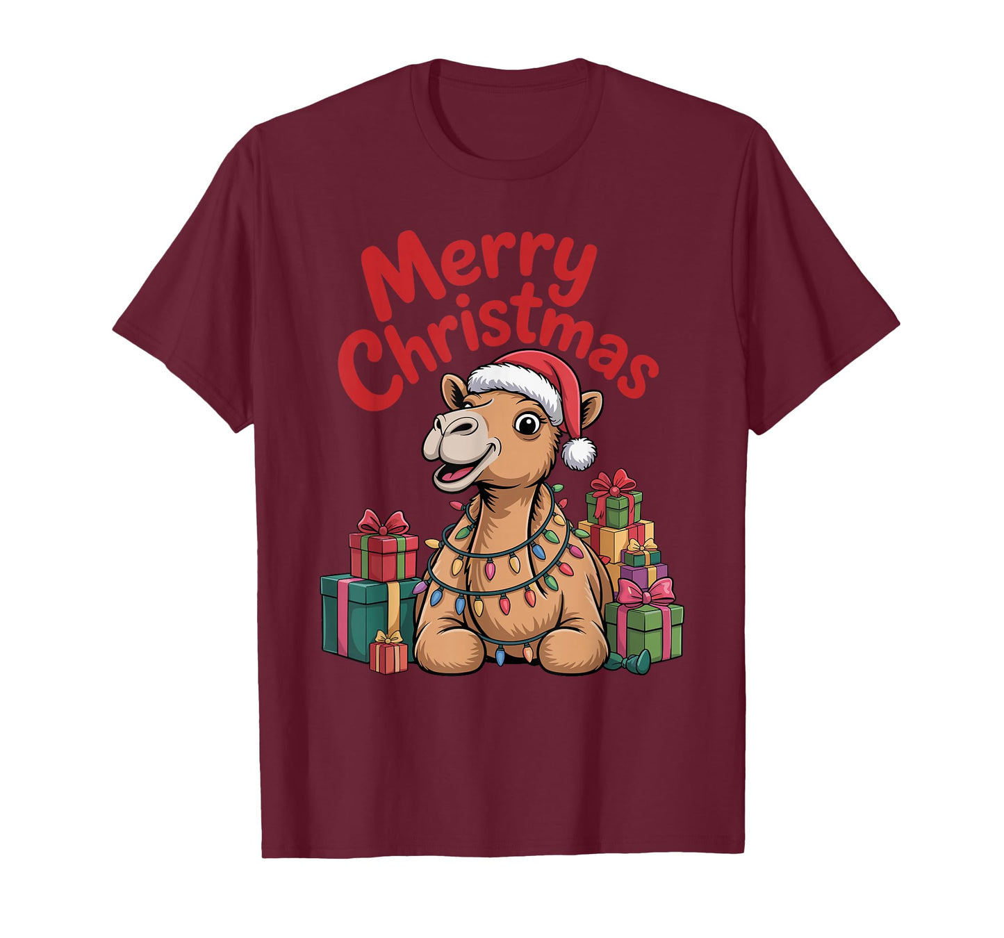 Camel Santa Hat Christmas Design Funny Animal Lovers Holiday T-Shirt