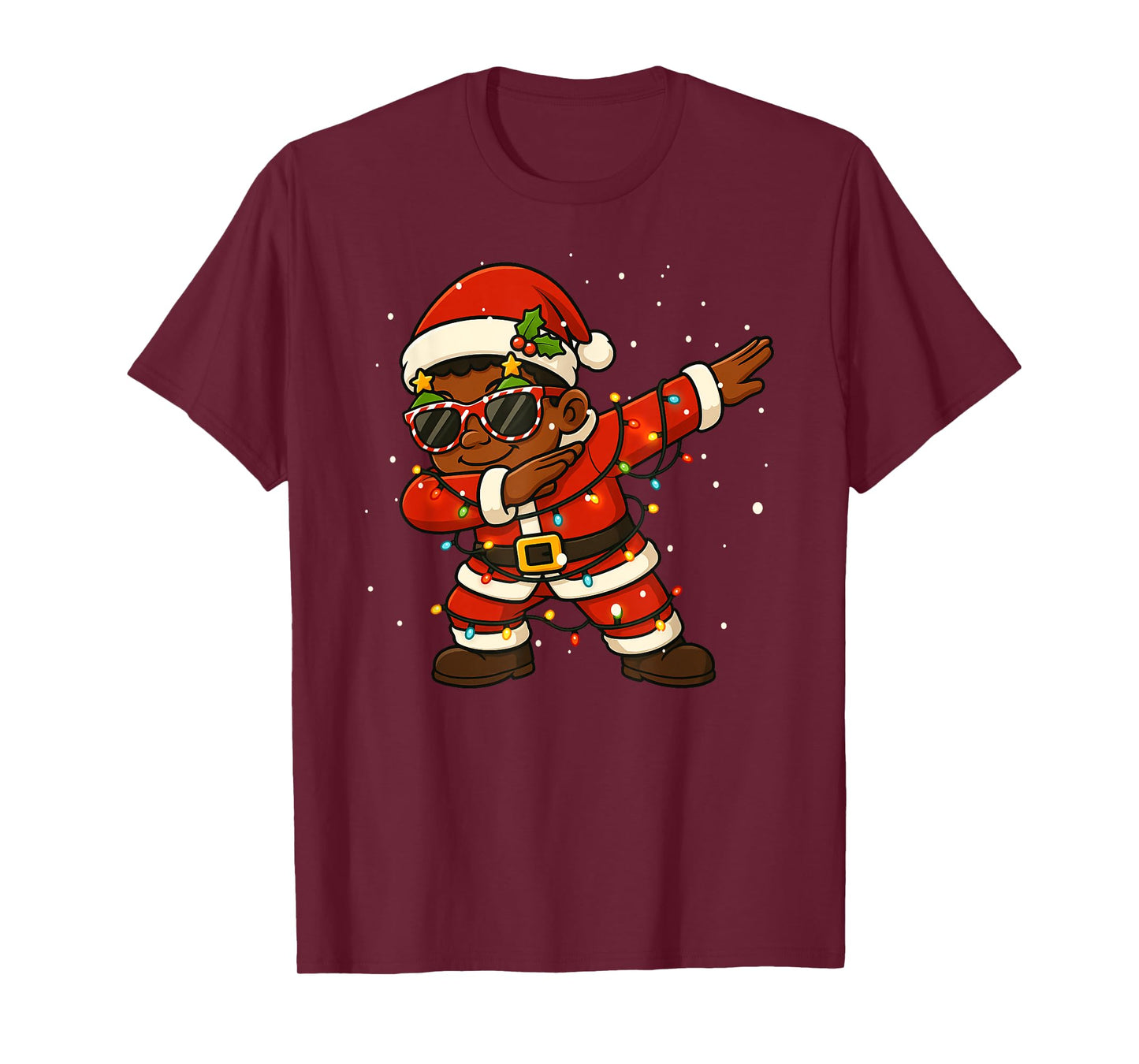 Funny Black Kid Merry Christmas Dabbing Santa Xmas Boys Girl T-Shirt