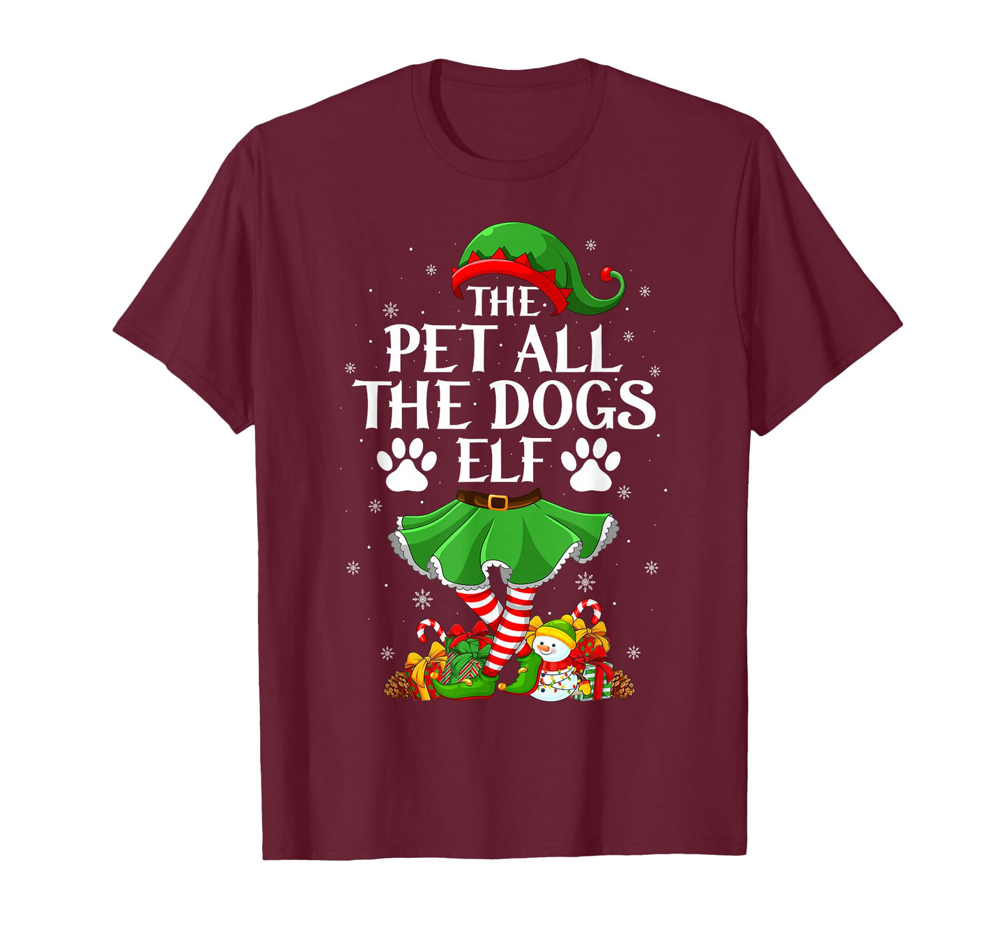Pet All The Dogs Elf Christmas Family Elf Squad Girls Women T-Shirt