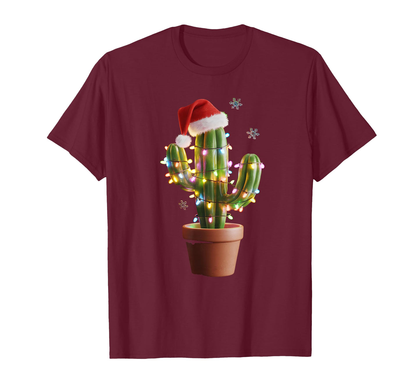 Christmas Lights Cactus Lover Funny Xmas for Men Women T-Shirt