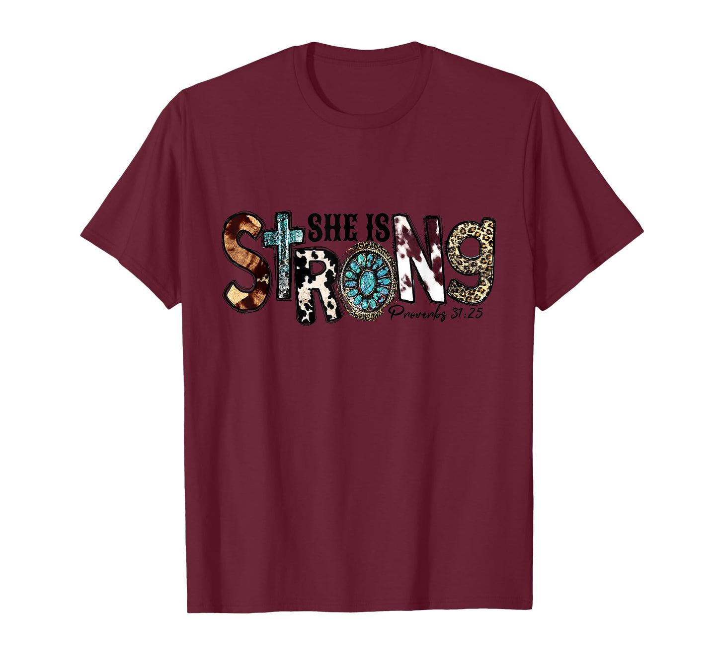 She Is Strong, Proverbs 31 25 Christian Jesus Leopard T-Shirt
