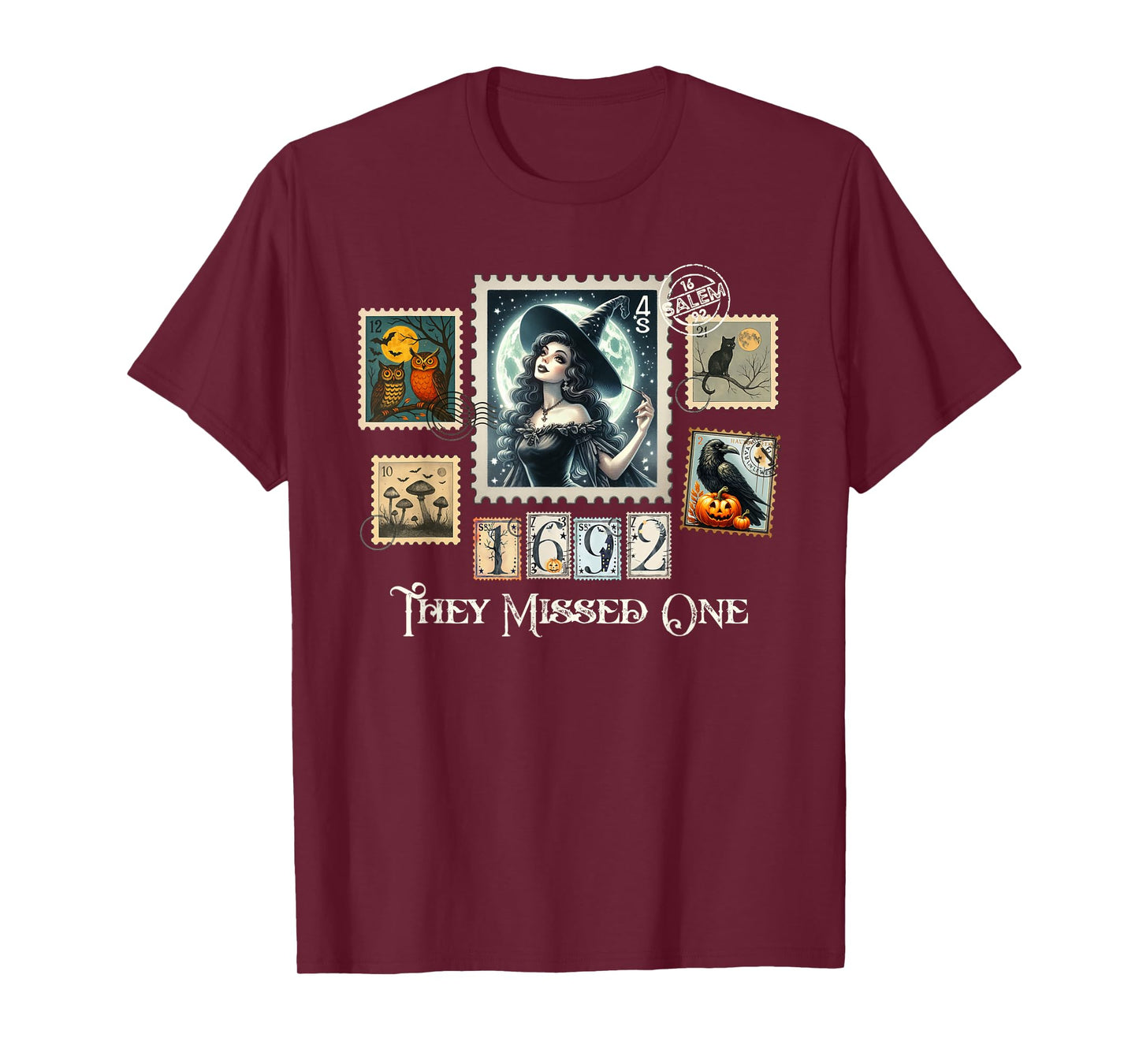 Halloween Postage Stamps Witch Salem They Missed One 1692 T-Shirt