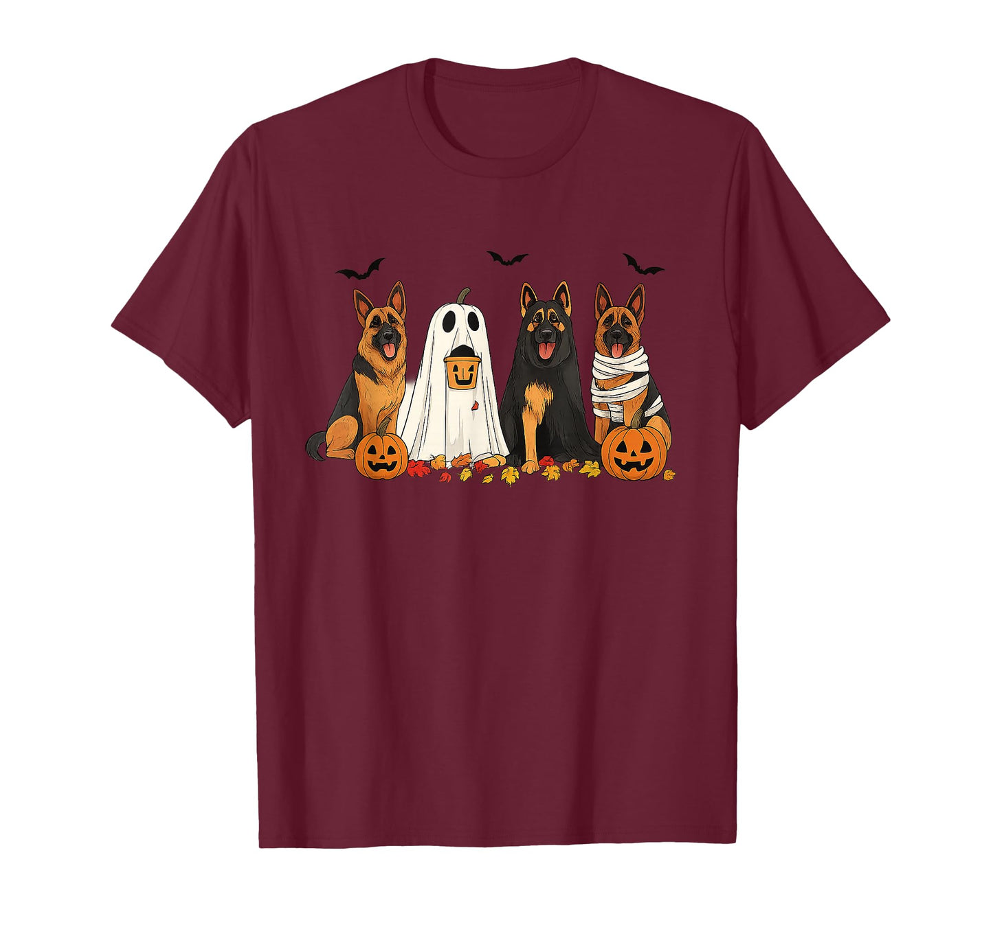 German Shepherd Ghost Pumpkin Halloween Costume Fall T-Shirt